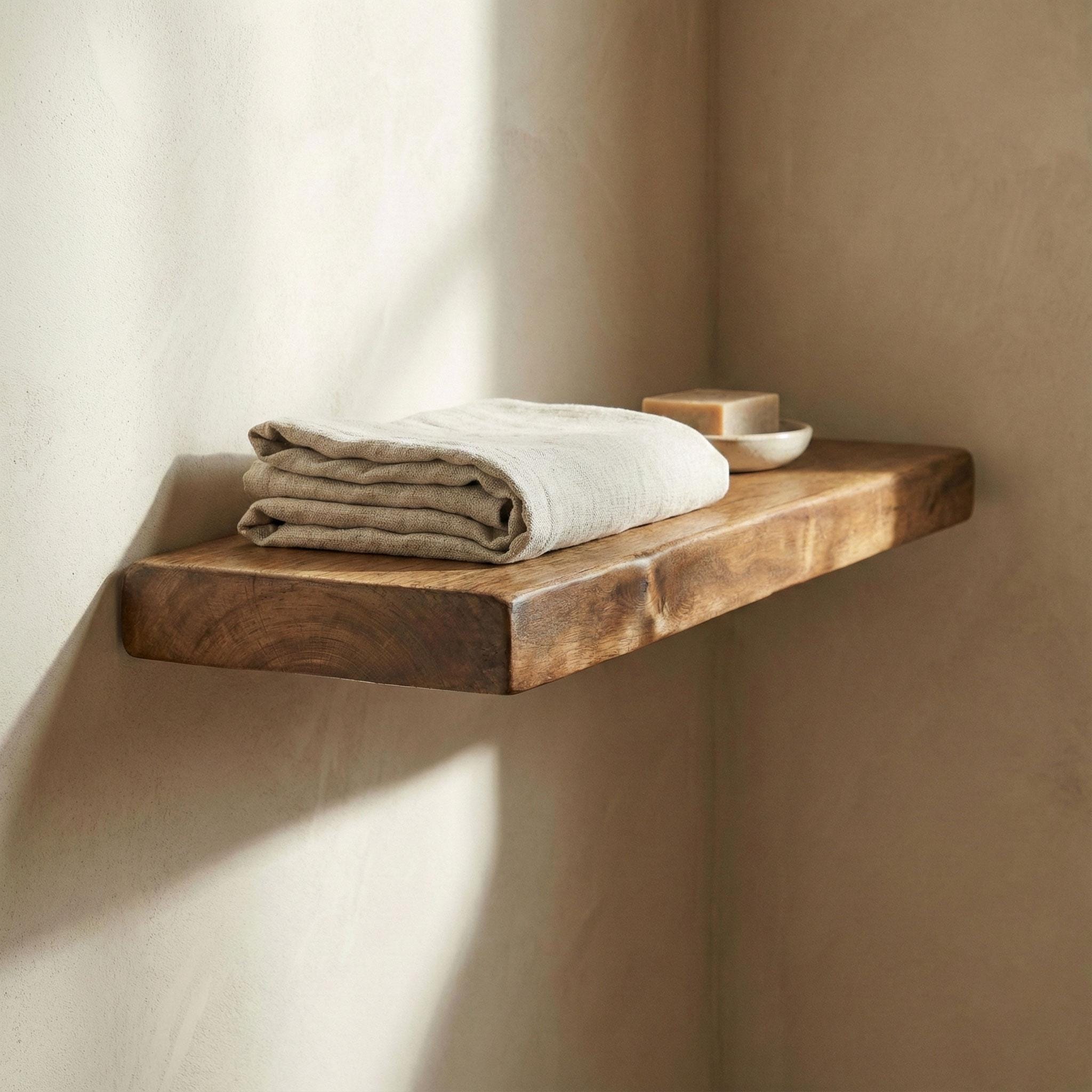 Solid Walnut Live Edge Floating Shelf, Rustic Natural Wood Wall Decor 5