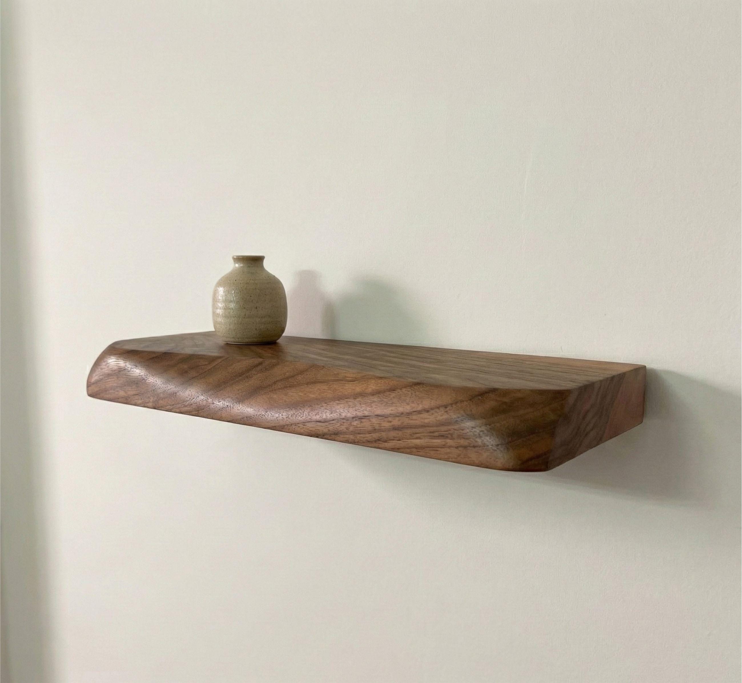 Walnut Floating Shelf, Live Edge Wall Mount, Modern Rustic Wood Decor, Kitchen Bathroom Ledge 10