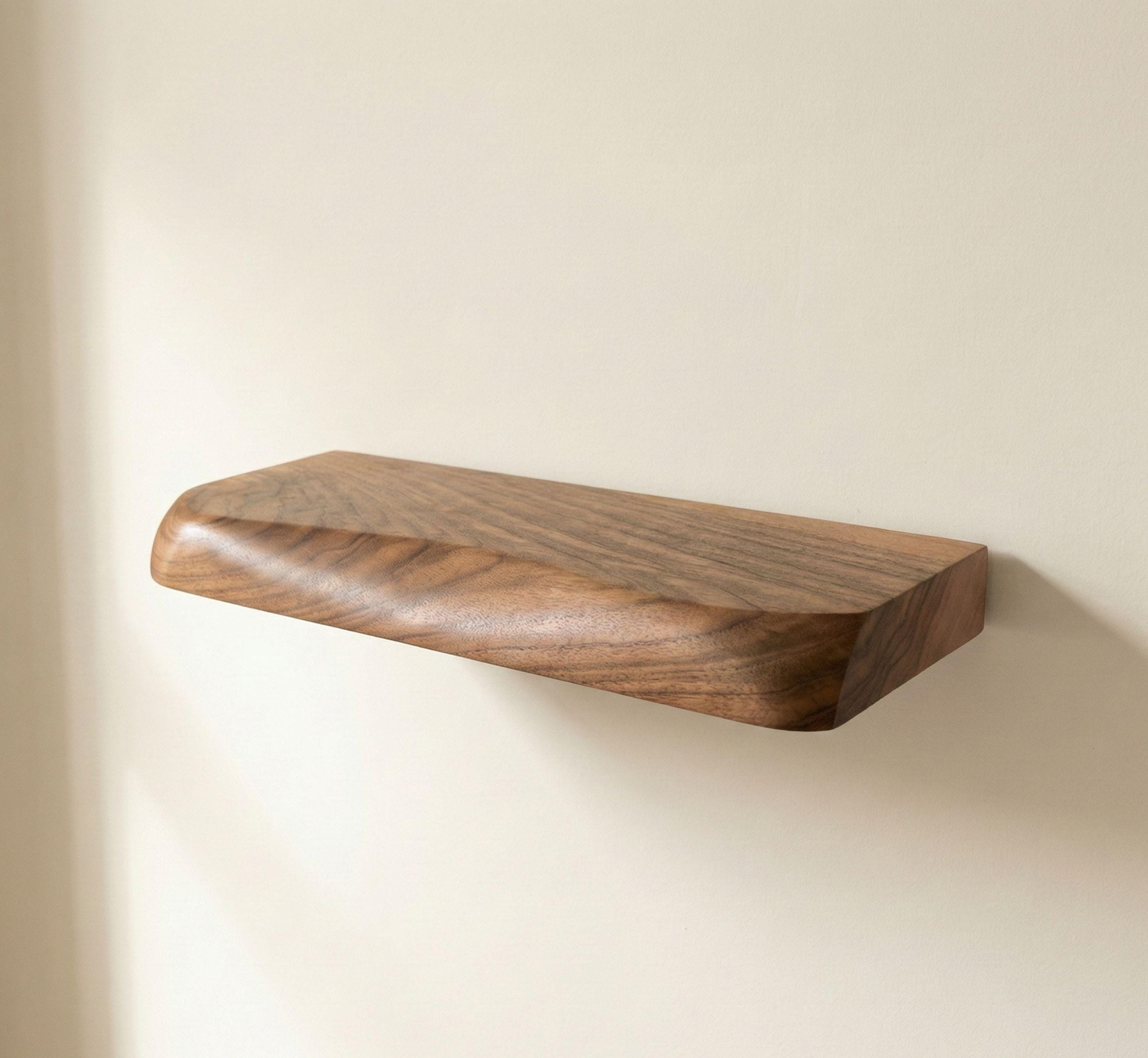 Walnut Floating Shelf, Live Edge Wall Mount, Modern Rustic Wood Decor, Kitchen Bathroom Ledge 6