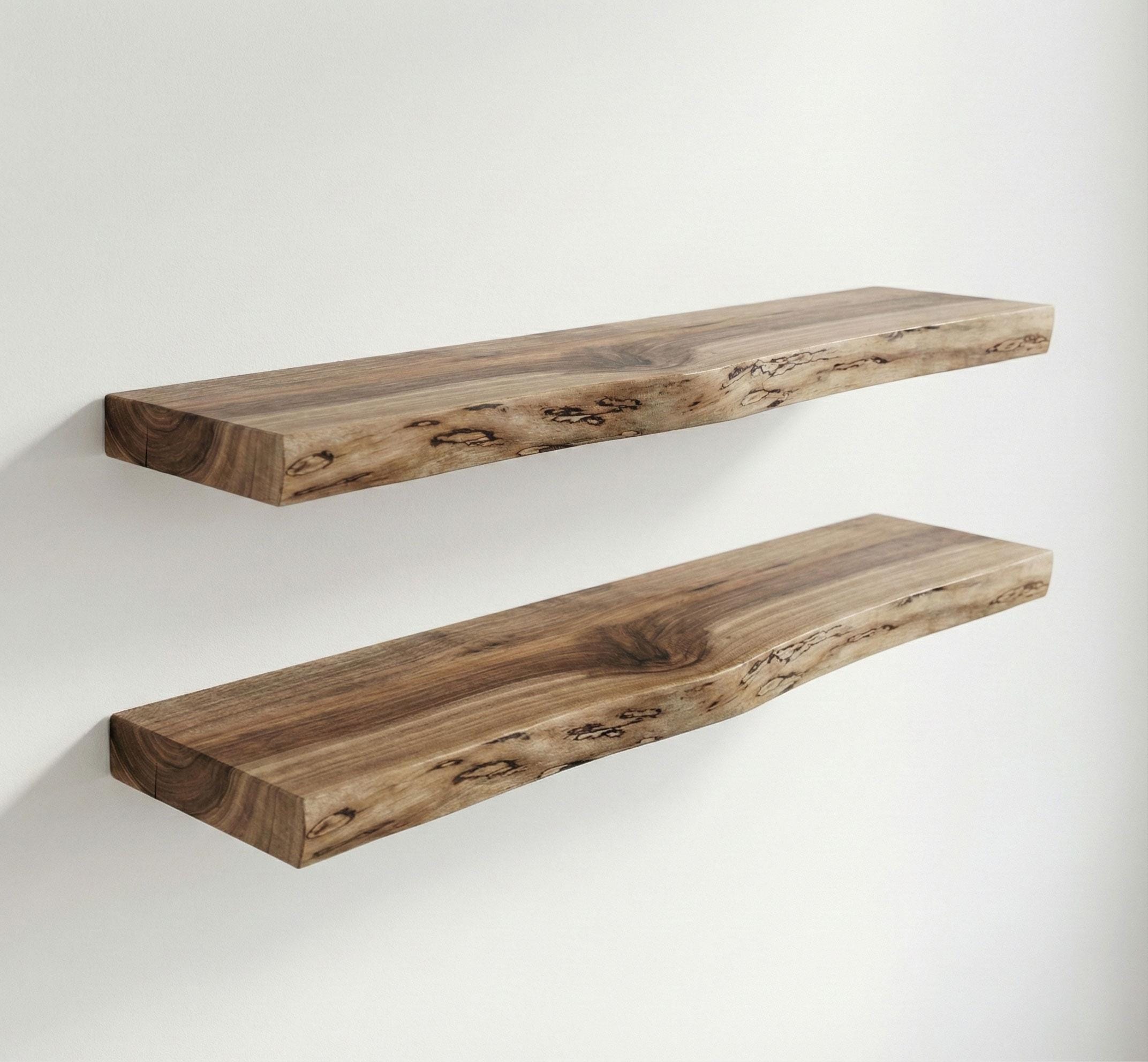 Walnut Live Edge Floating Shelves (Set of 2) – Handmade Rustic Wall Decor 2