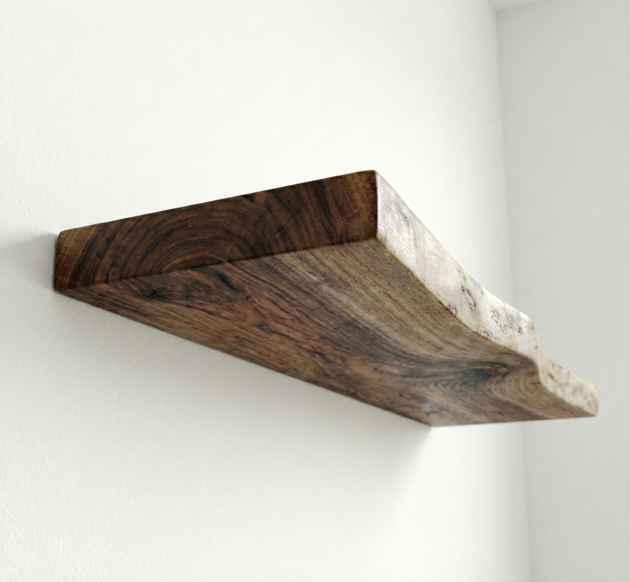 Walnut Live Edge Floating Shelves (Set of 2) – Handmade Rustic Wall Decor 7