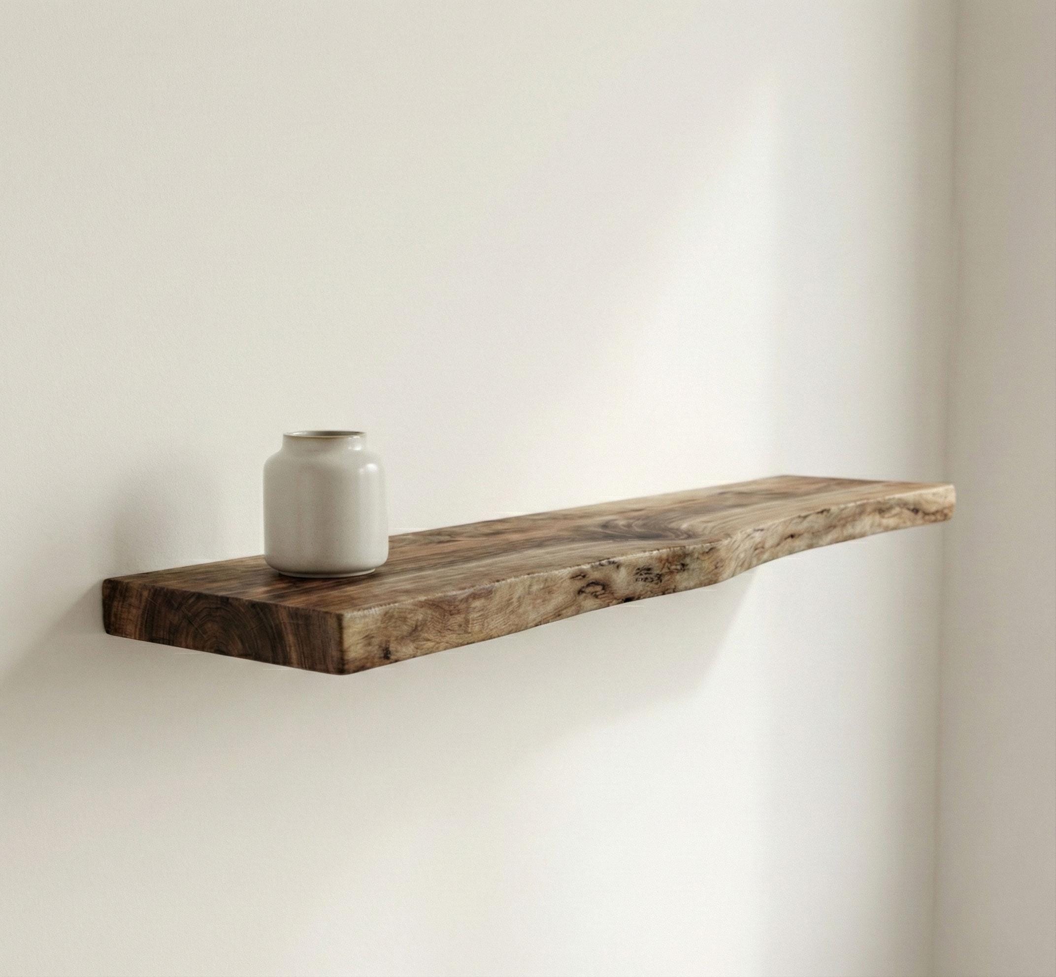 Walnut Live Edge Floating Shelves (Set of 2) – Handmade Rustic Wall Decor 8
