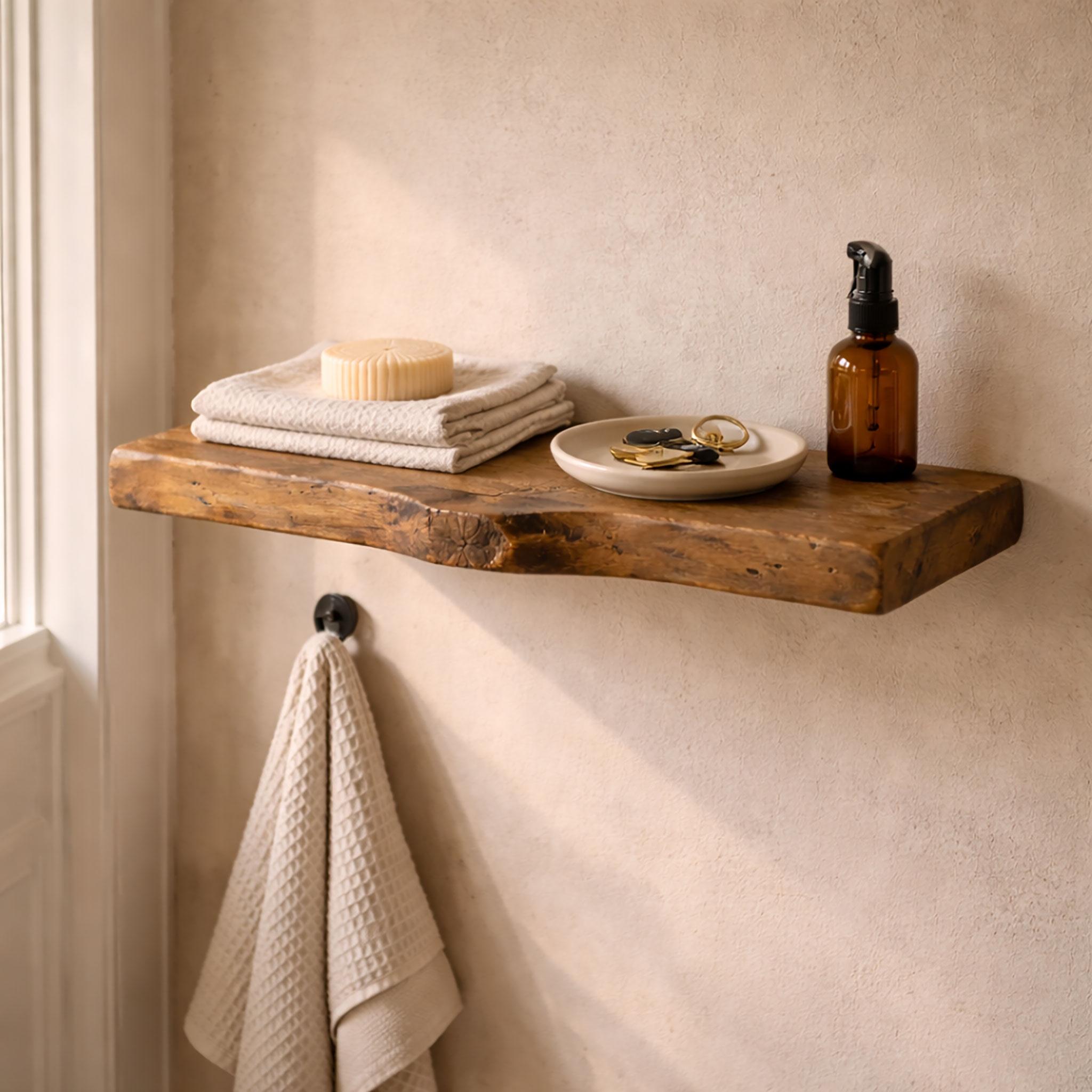 Walnut Floating Shelf – Rustic Solid Wood Wall Shelf