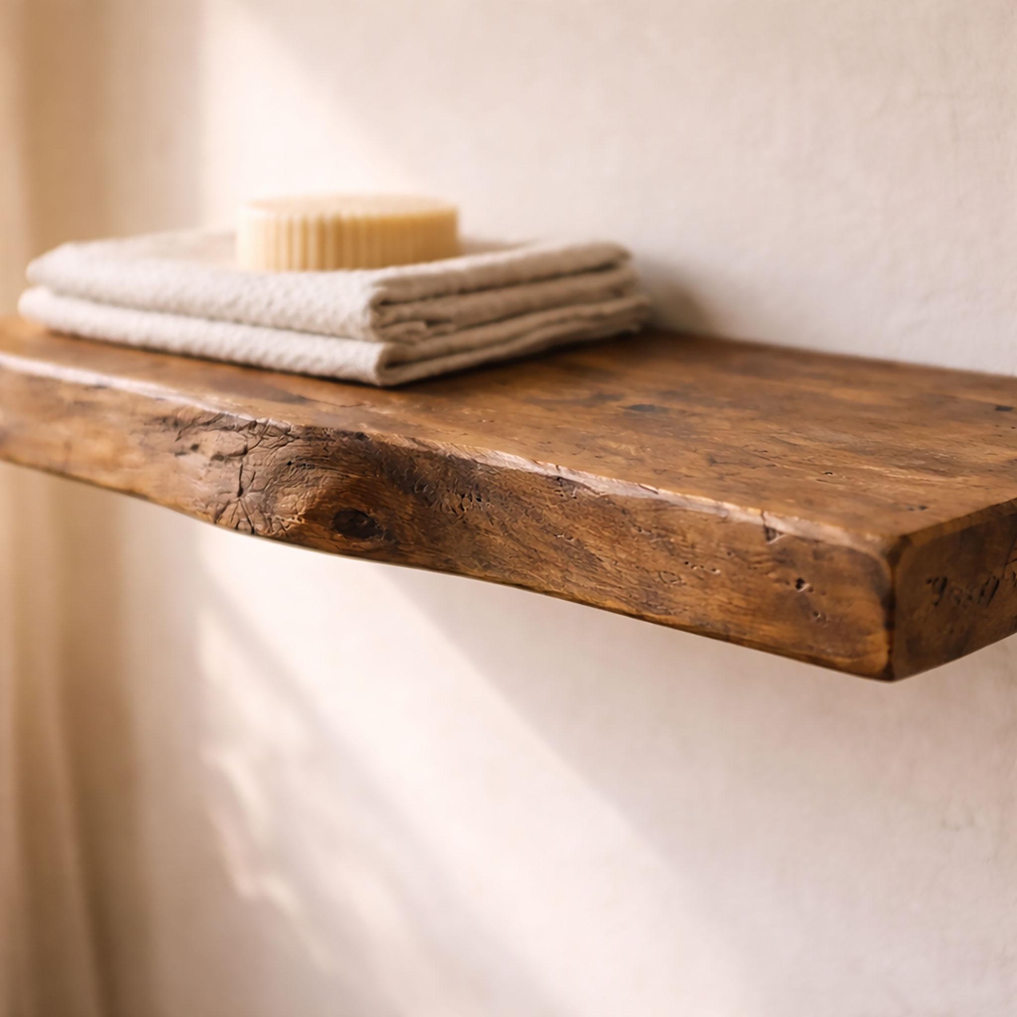 Walnut Floating Shelf – Rustic Solid Wood Wall Shelf 4