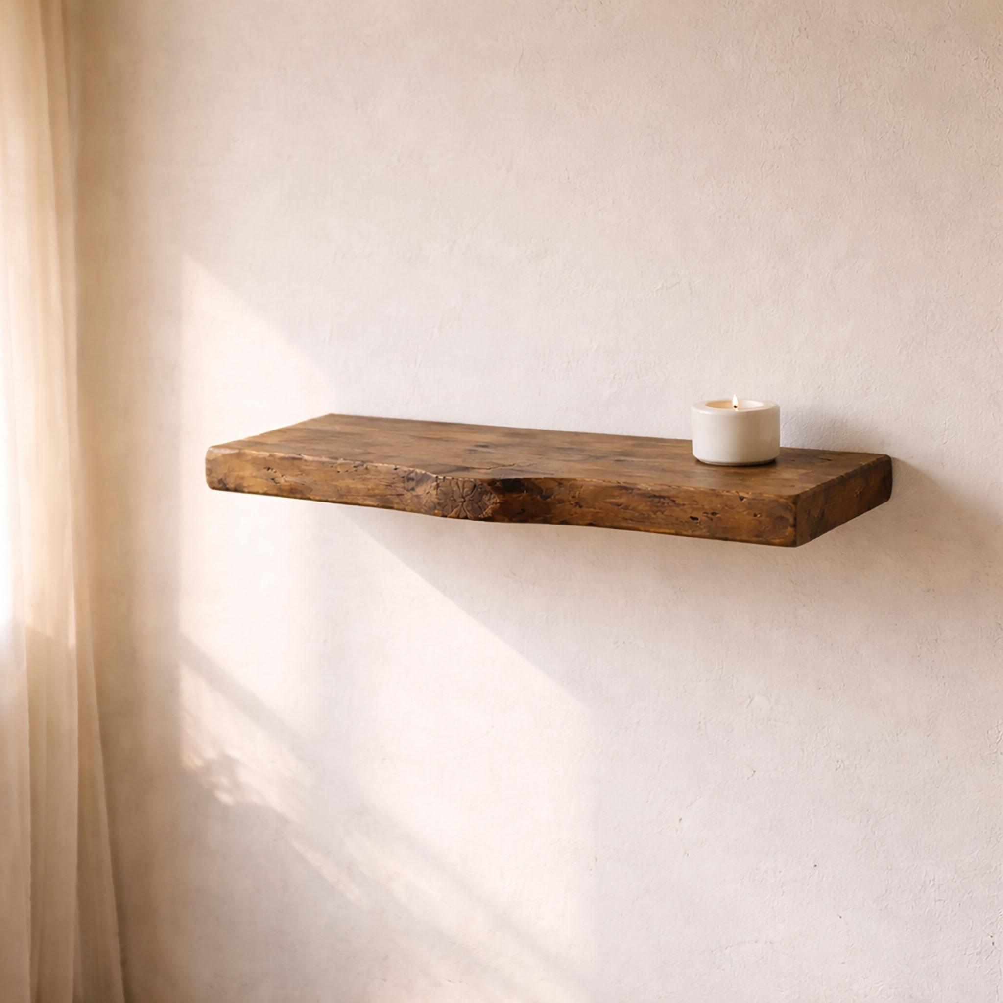 Walnut Floating Shelf – Rustic Solid Wood Wall Shelf 5