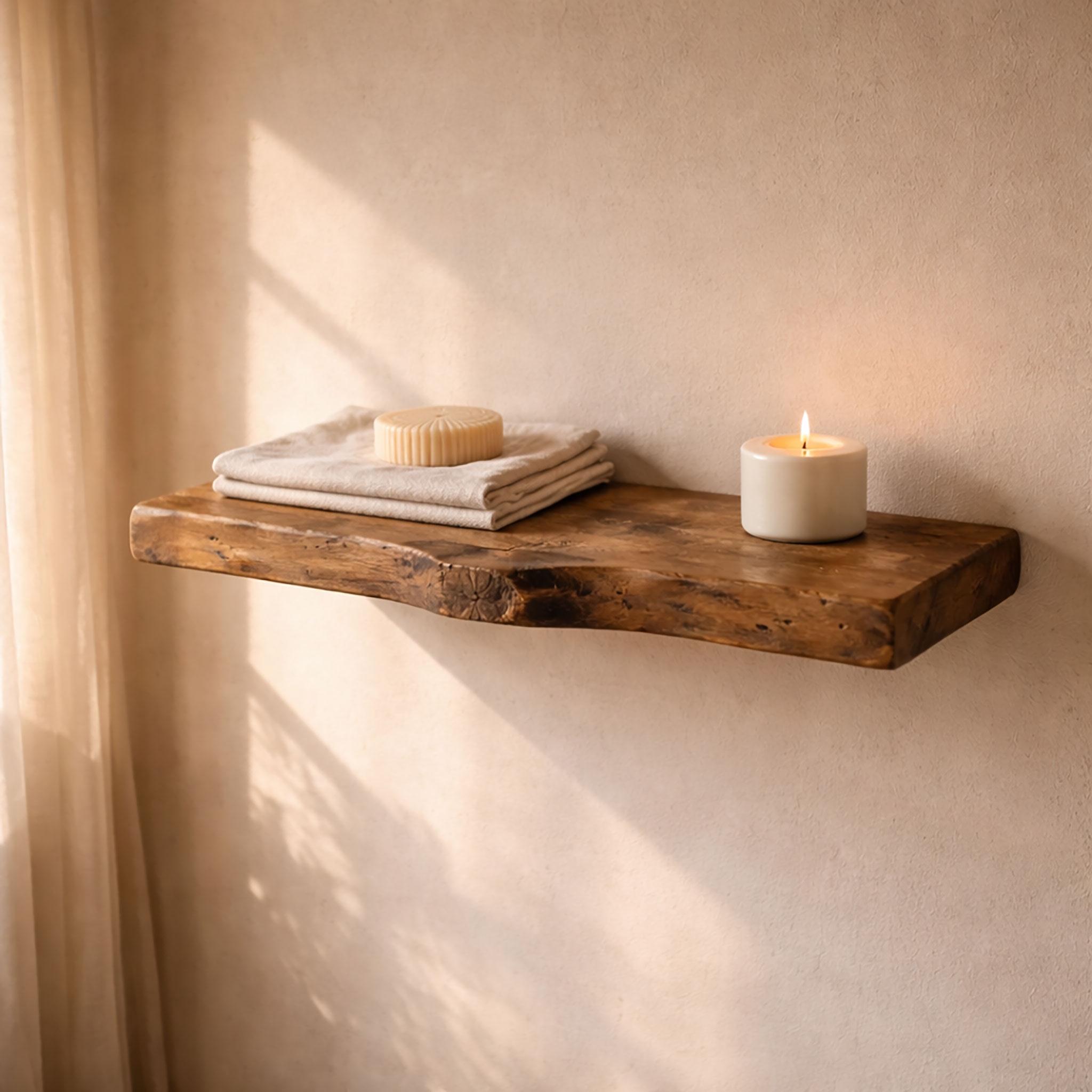 Walnut Floating Shelf – Rustic Solid Wood Wall Shelf 6