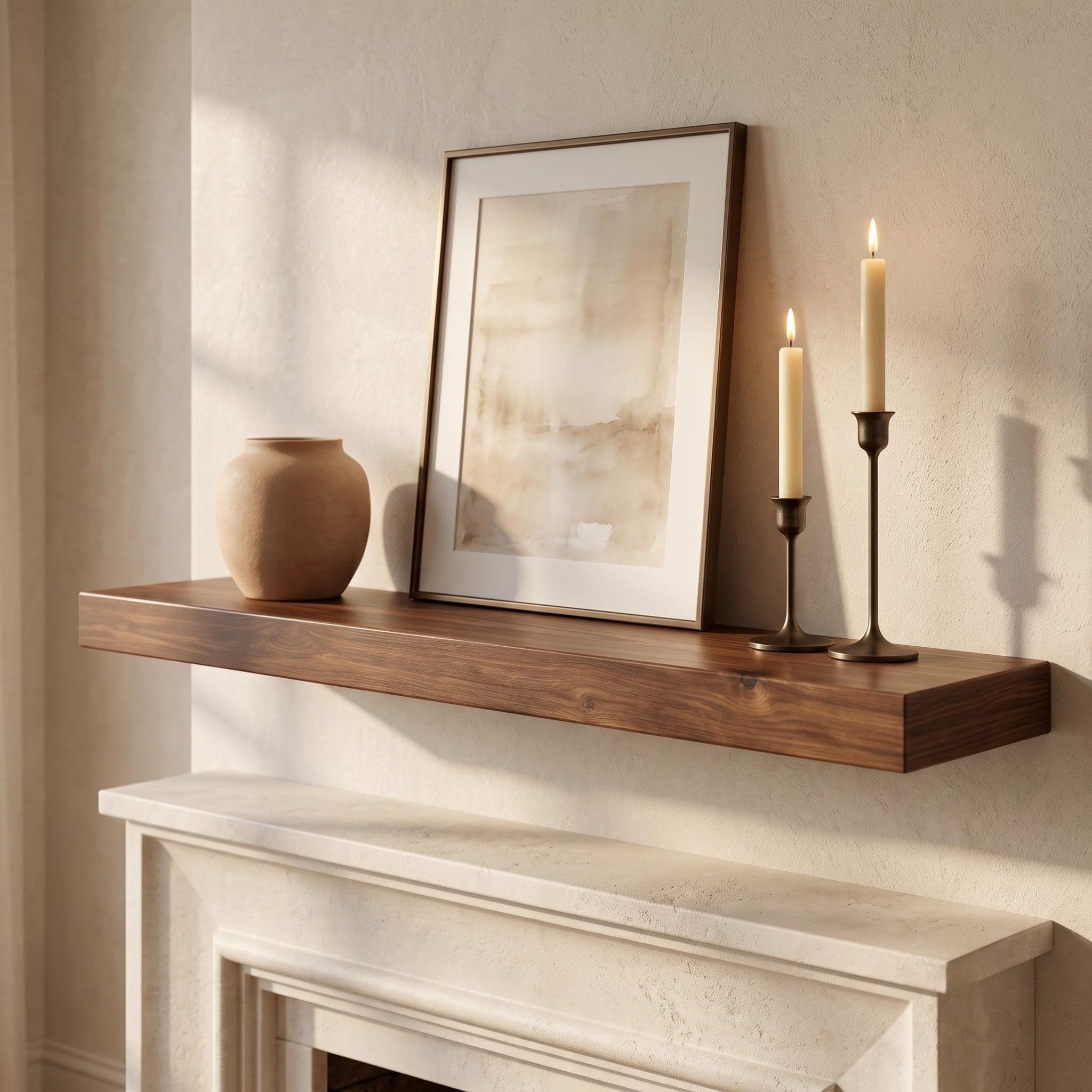 Dark Walnut Finish Floating Shelf | Custom Wood Wall Ledge | 4cm Thick 10