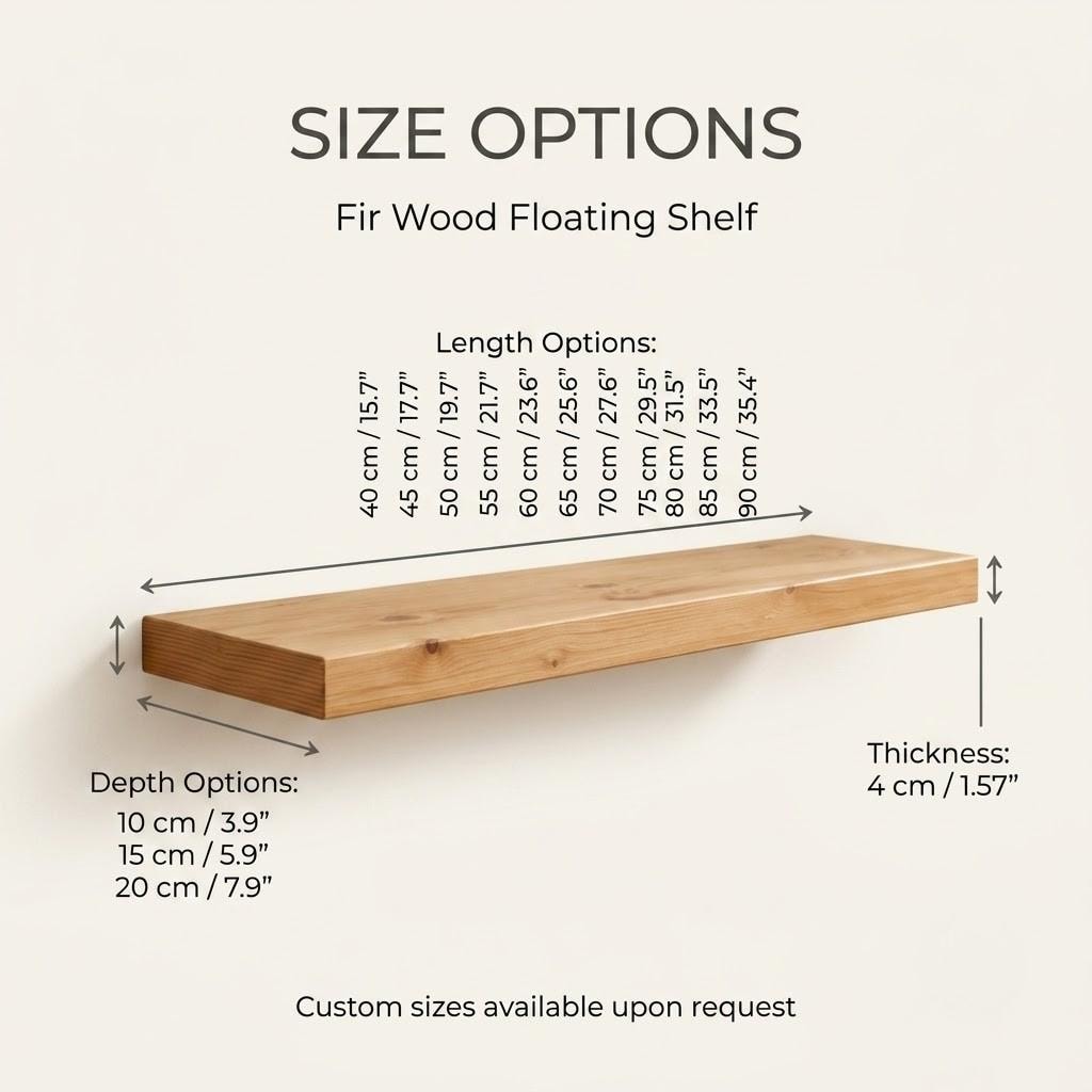 Dark Walnut Finish Floating Shelf | Custom Wood Wall Ledge | 4cm Thick 5