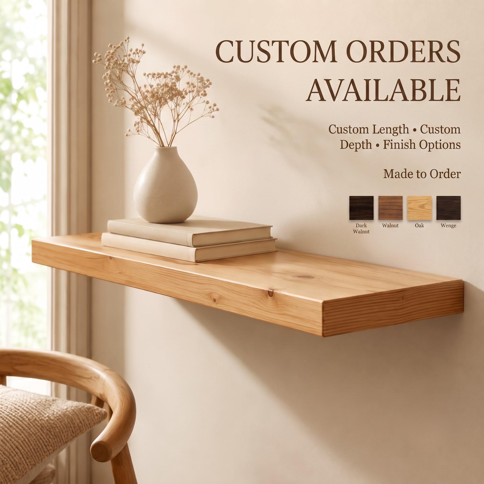 Dark Walnut Finish Floating Shelf | Custom Wood Wall Ledge | 4cm Thick 8