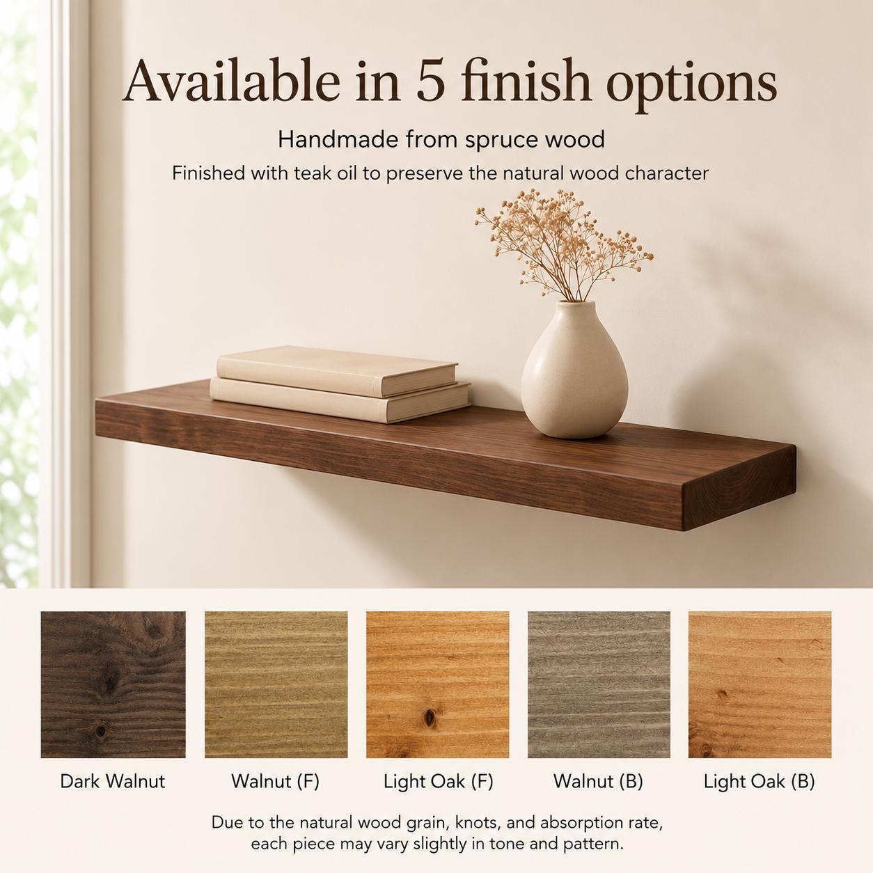 Dark Walnut Finish Floating Shelf | Custom Wood Wall Ledge | 4cm Thick 9