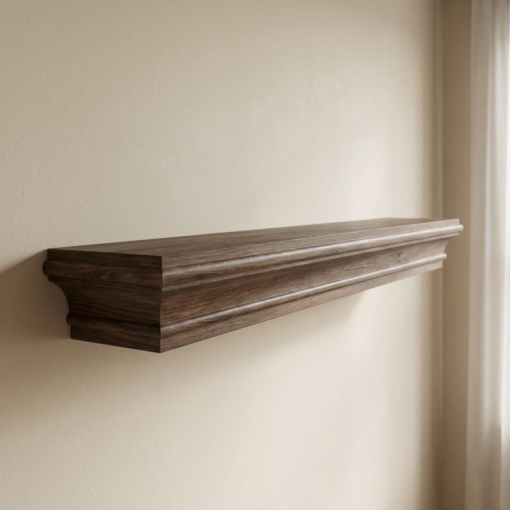 Handcrafted Dark Walnut Floating Shelf – Solid Wood Mantel 2