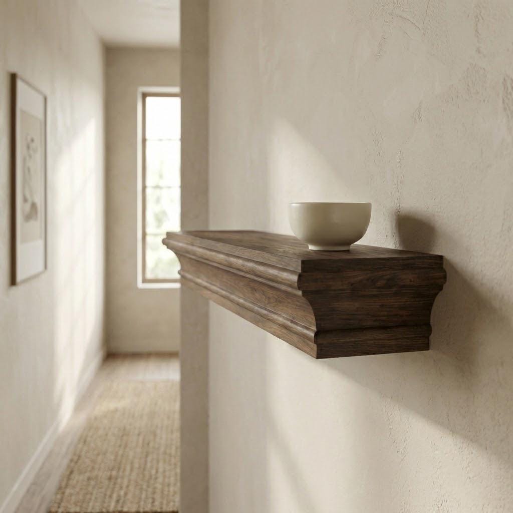 Handcrafted Dark Walnut Floating Shelf – Solid Wood Mantel 3