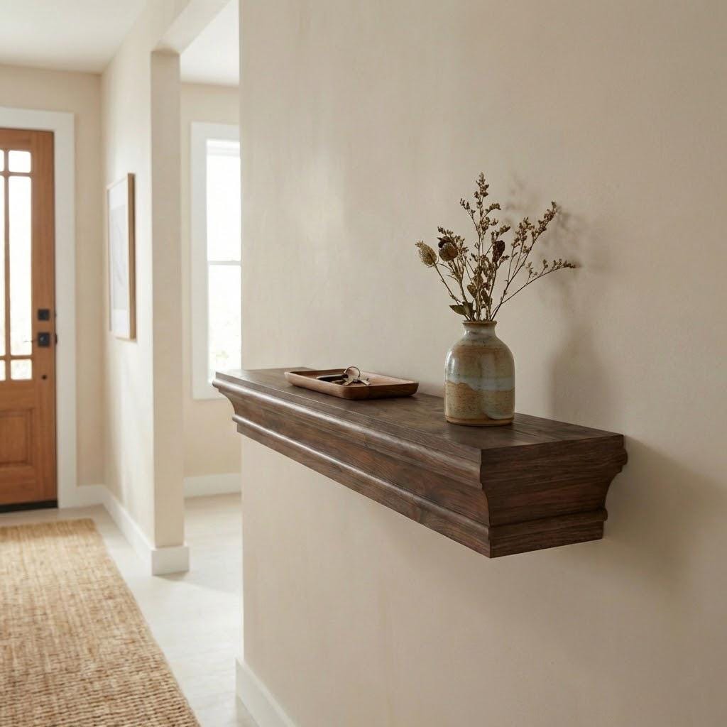 Handcrafted Dark Walnut Floating Shelf – Solid Wood Mantel 5