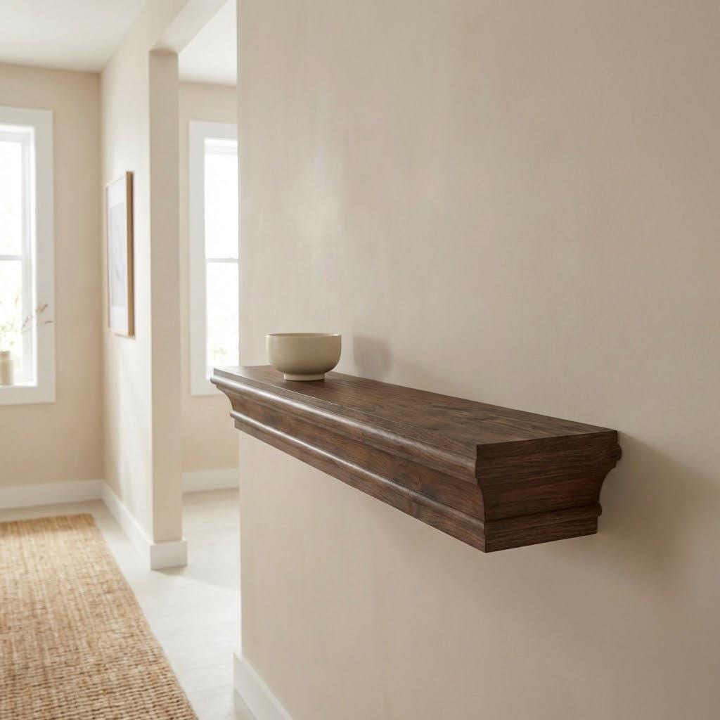 Handcrafted Dark Walnut Floating Shelf – Solid Wood Mantel 6