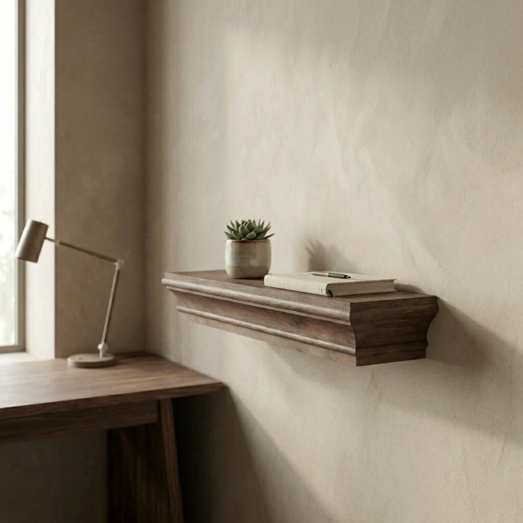 Handcrafted Dark Walnut Floating Shelf – Solid Wood Mantel 9