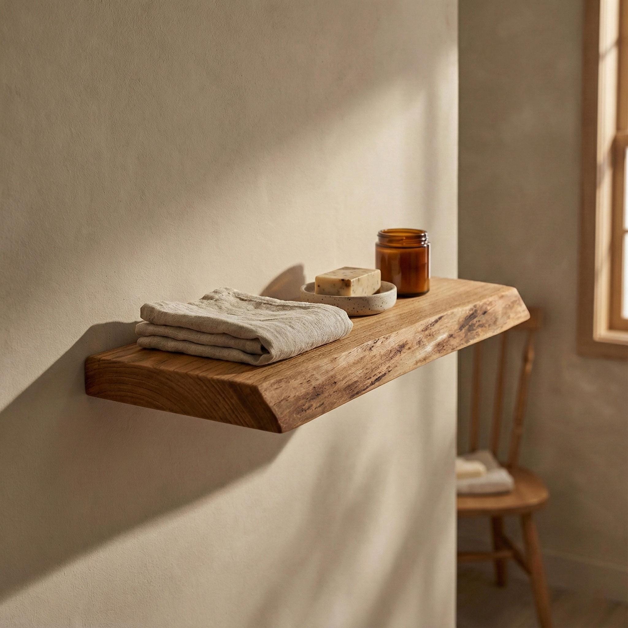 Live Edge Chestnut Floating Shelf, Rustic Wood Wall Decor 5