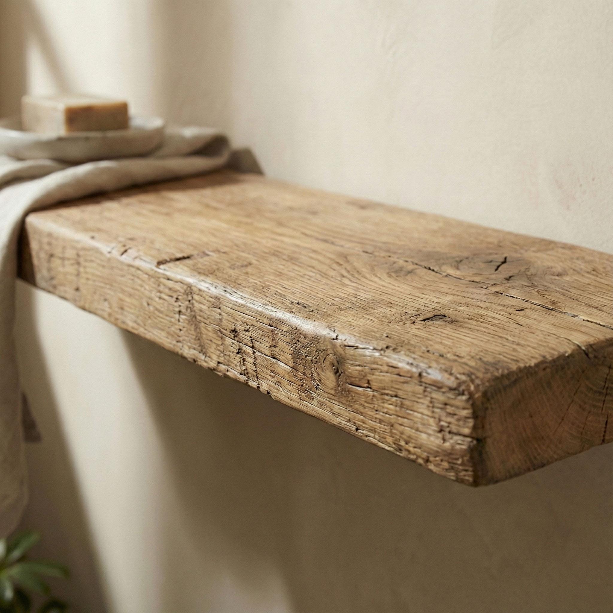 Live Edge Chestnut Floating Shelf, Rustic Farmhouse Wall Decor 3