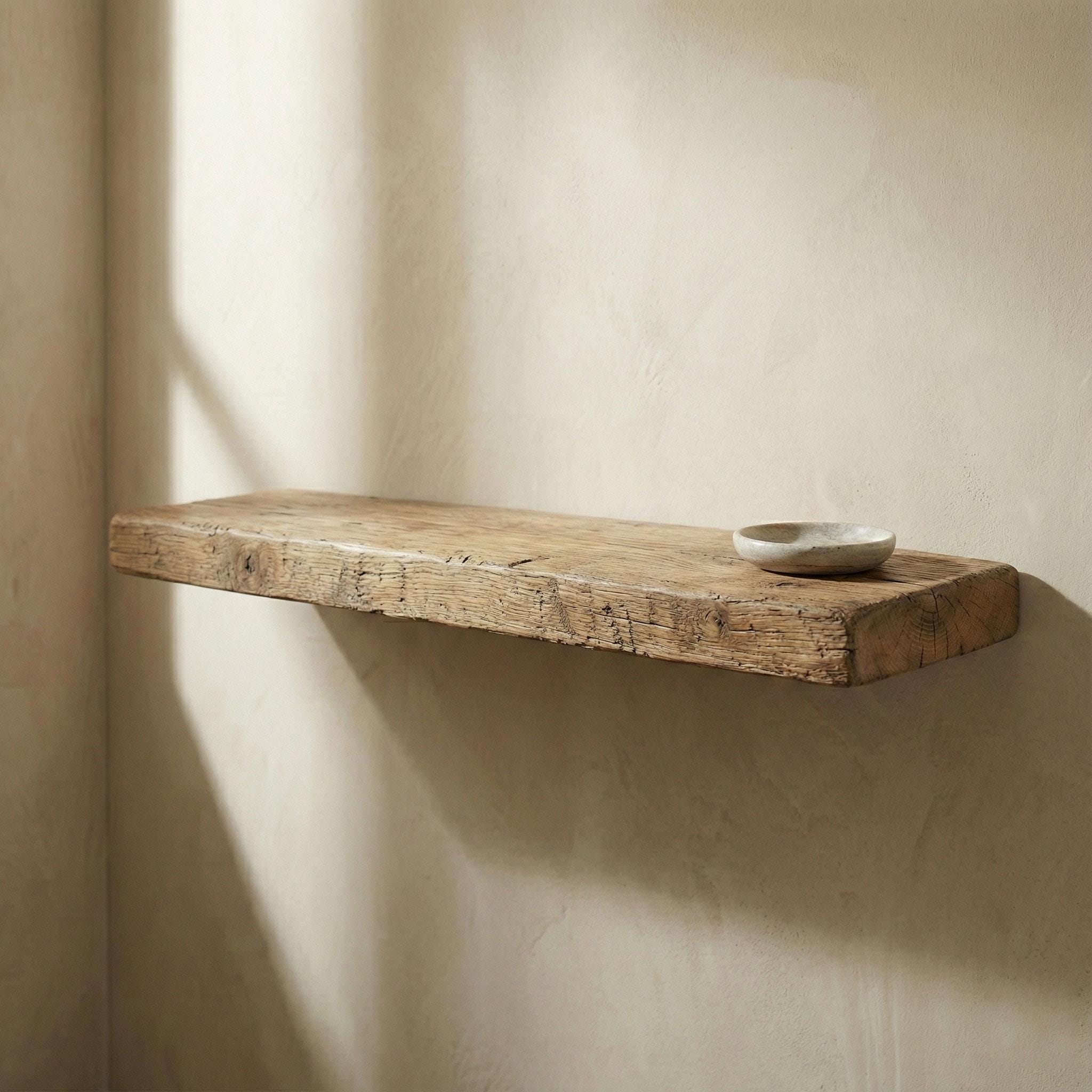 Live Edge Chestnut Floating Shelf, Rustic Farmhouse Wall Decor 4