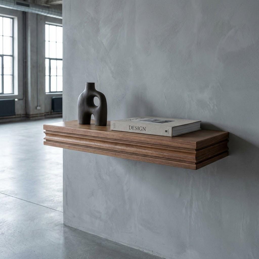 Solid Wood Floating Shelf, Heavy Duty Wall Shelf with French Cleat, Custom Length