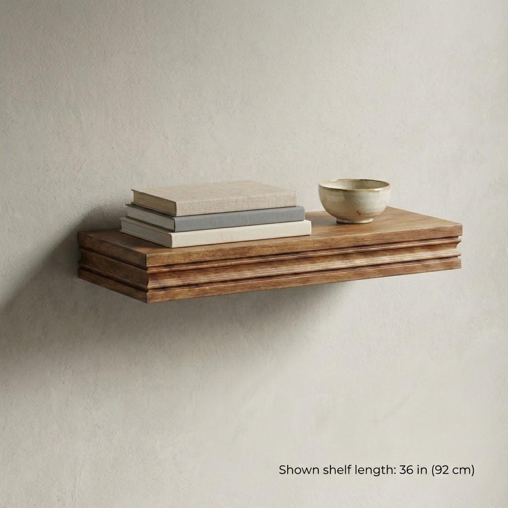 Solid Wood Floating Shelf, Heavy Duty Wall Shelf with French Cleat, Custom Length 10
