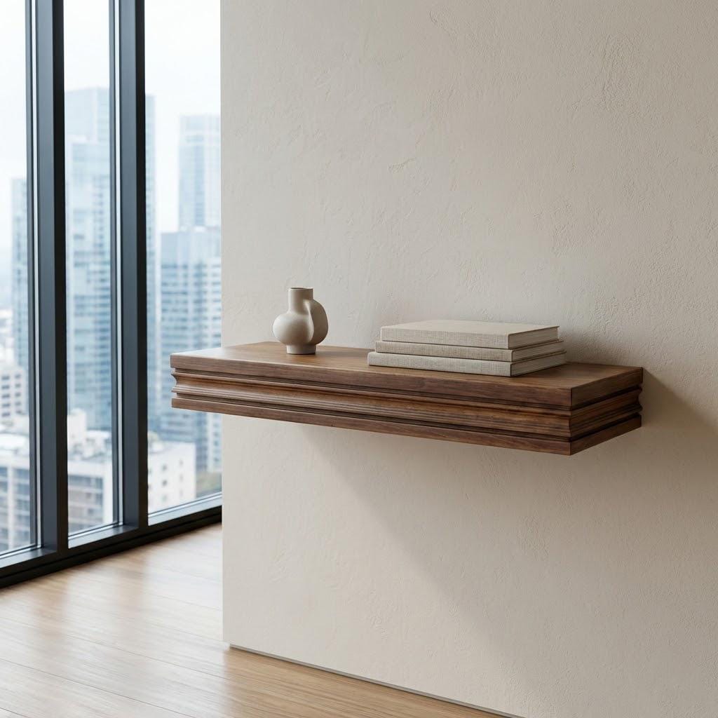 Solid Wood Floating Shelf, Heavy Duty Wall Shelf with French Cleat, Custom Length
