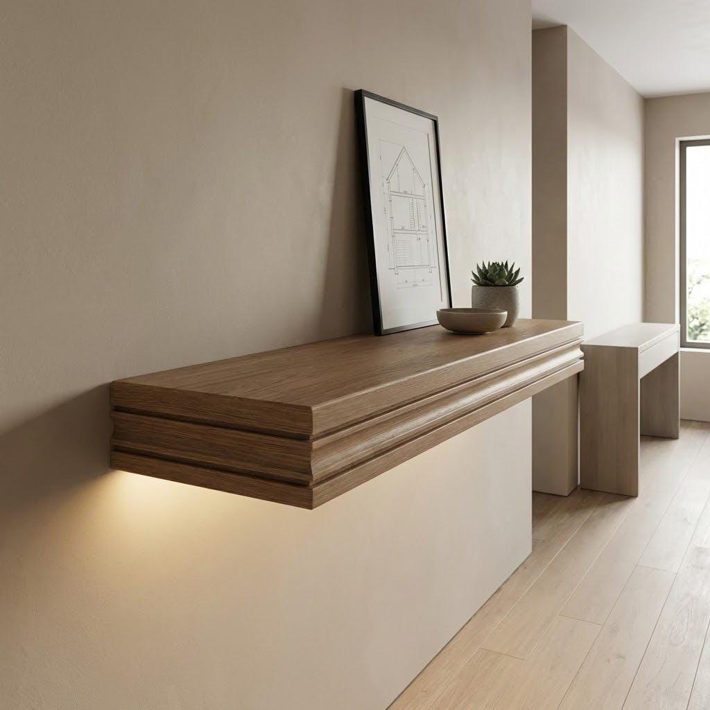 Solid Wood Floating Shelf, Heavy Duty Wall Shelf with French Cleat, Custom Length