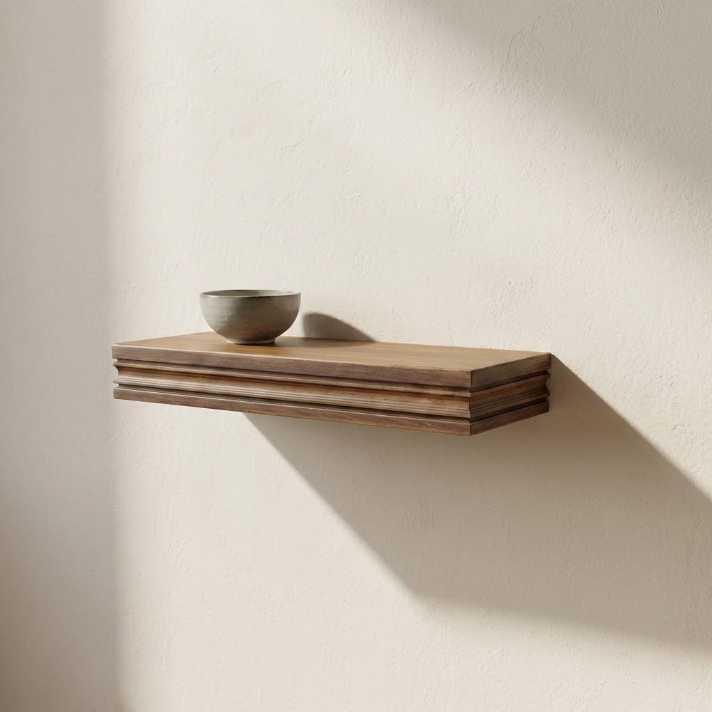 Solid Wood Floating Shelf, Heavy Duty Wall Shelf with French Cleat, Custom Length 4