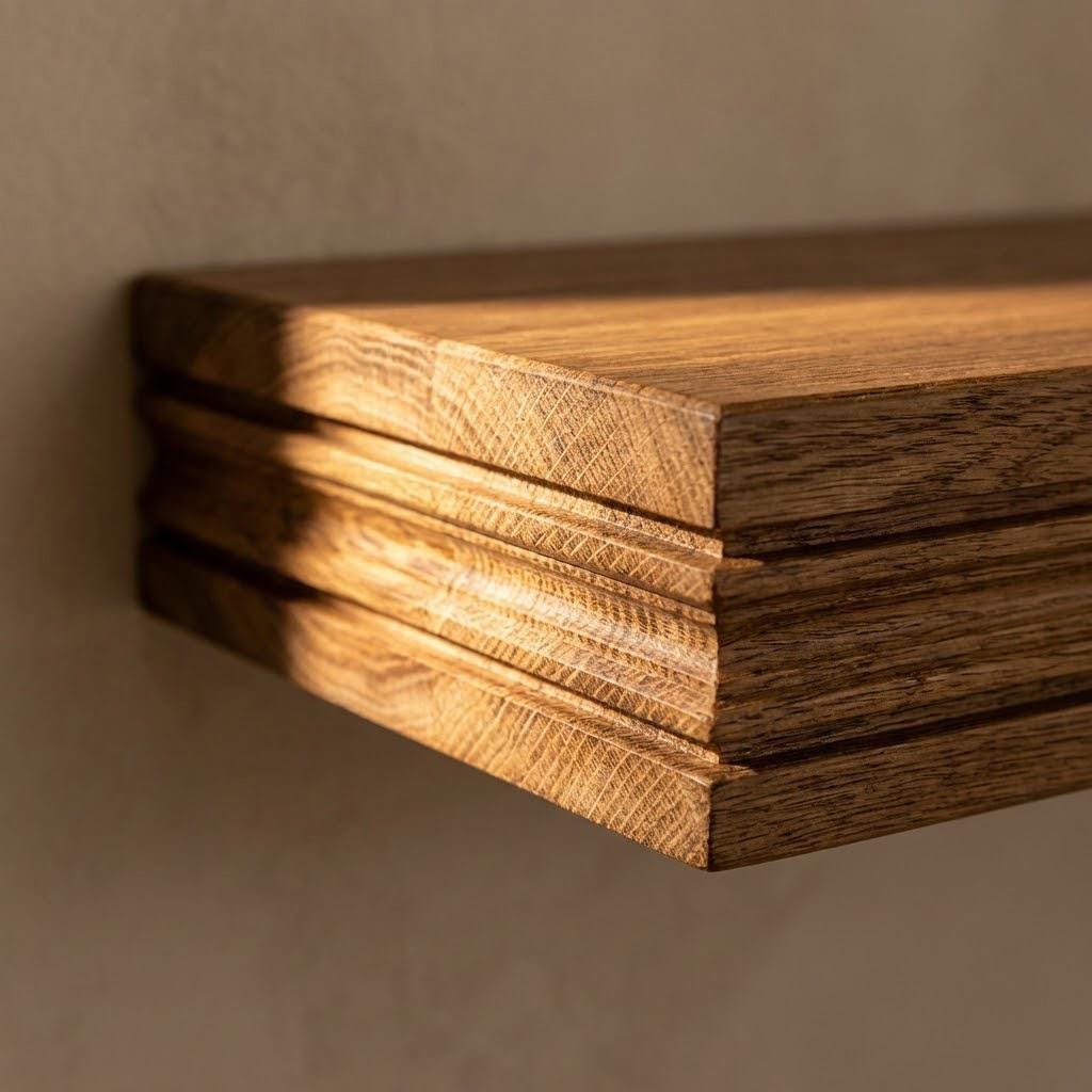 Solid Wood Floating Shelf, Heavy Duty Wall Shelf with French Cleat, Custom Length 5