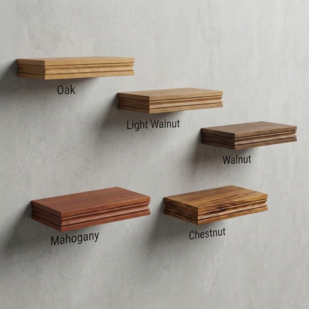 Solid Wood Floating Shelf, Heavy Duty Wall Shelf with French Cleat, Custom Length 7