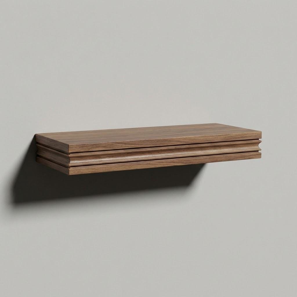 Solid Wood Floating Shelf, Heavy Duty Wall Shelf with French Cleat, Custom Length 8