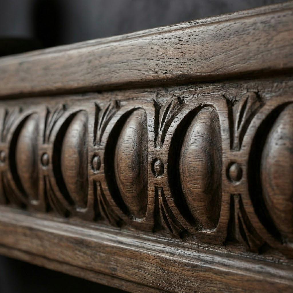 Fireplace Mantel, Floating Shelf, Hand Carved Solid Wood in Dark Walnut, Custom Length 10