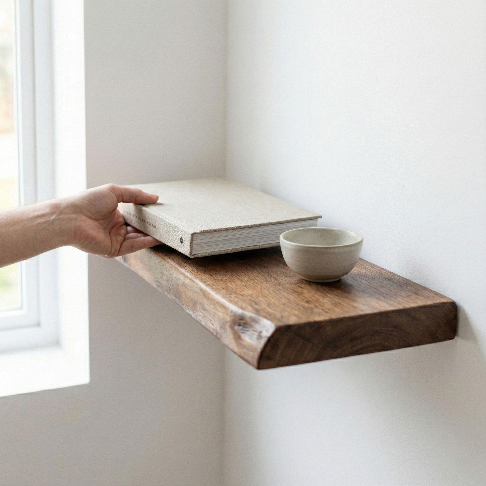 Rustic Solid Wood Floating Shelf – Handmade Wall Mounted Shelf 10
