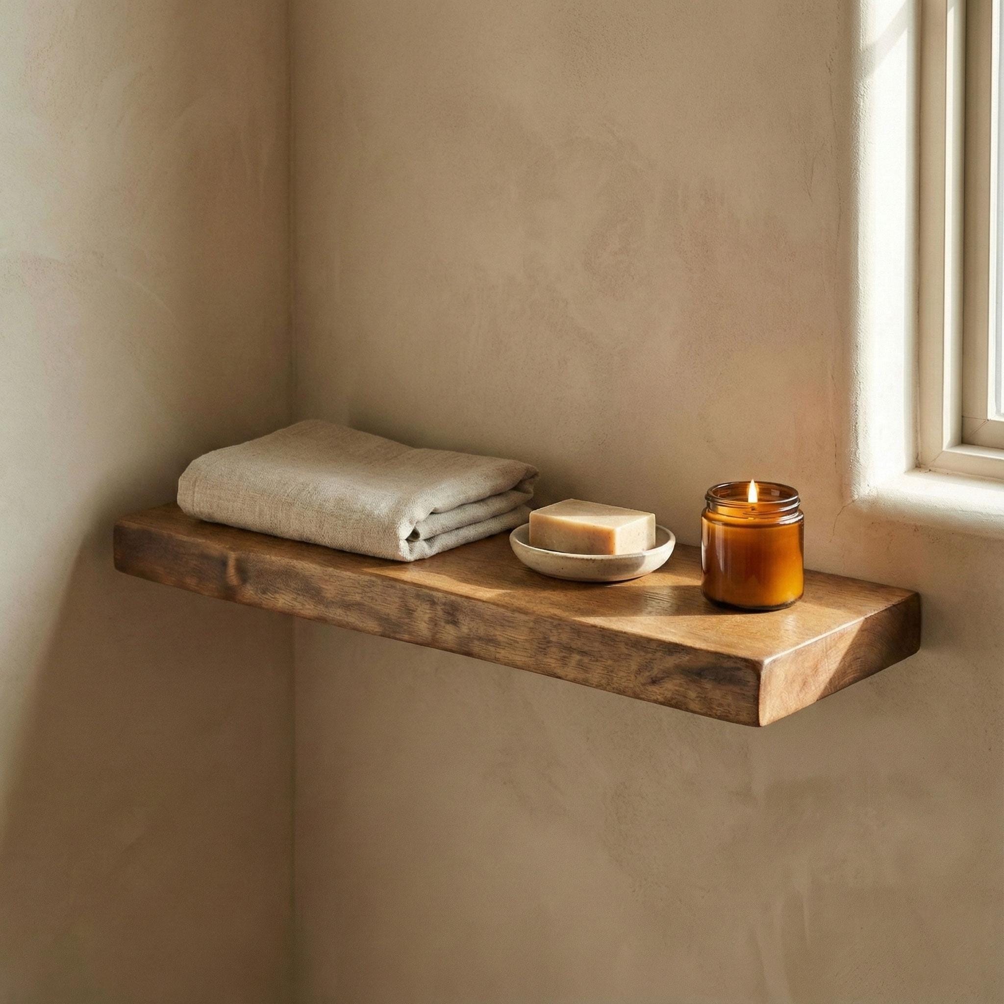 Rustic Solid Wood Floating Shelf – Handmade Wall Mounted Shelf 4