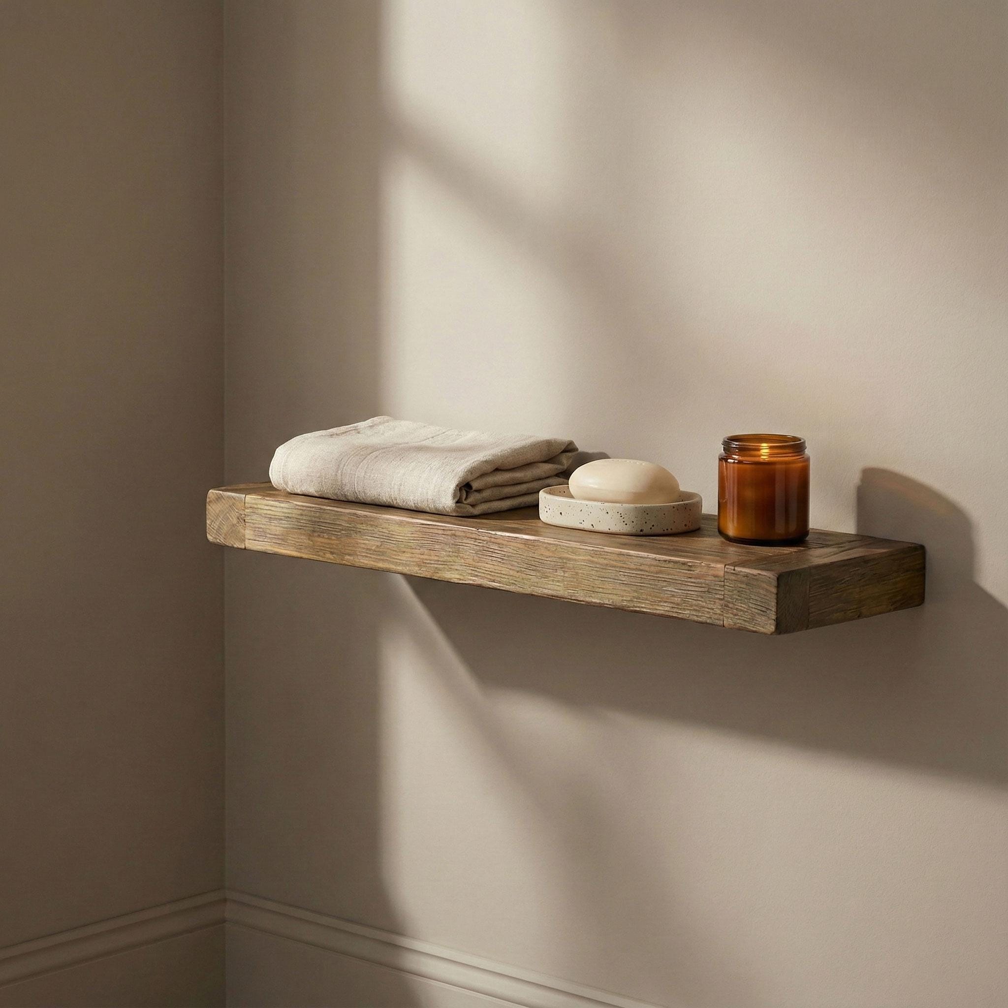 Solid Fir Wood Floating Shelf, Rustic Farmhouse Style 5