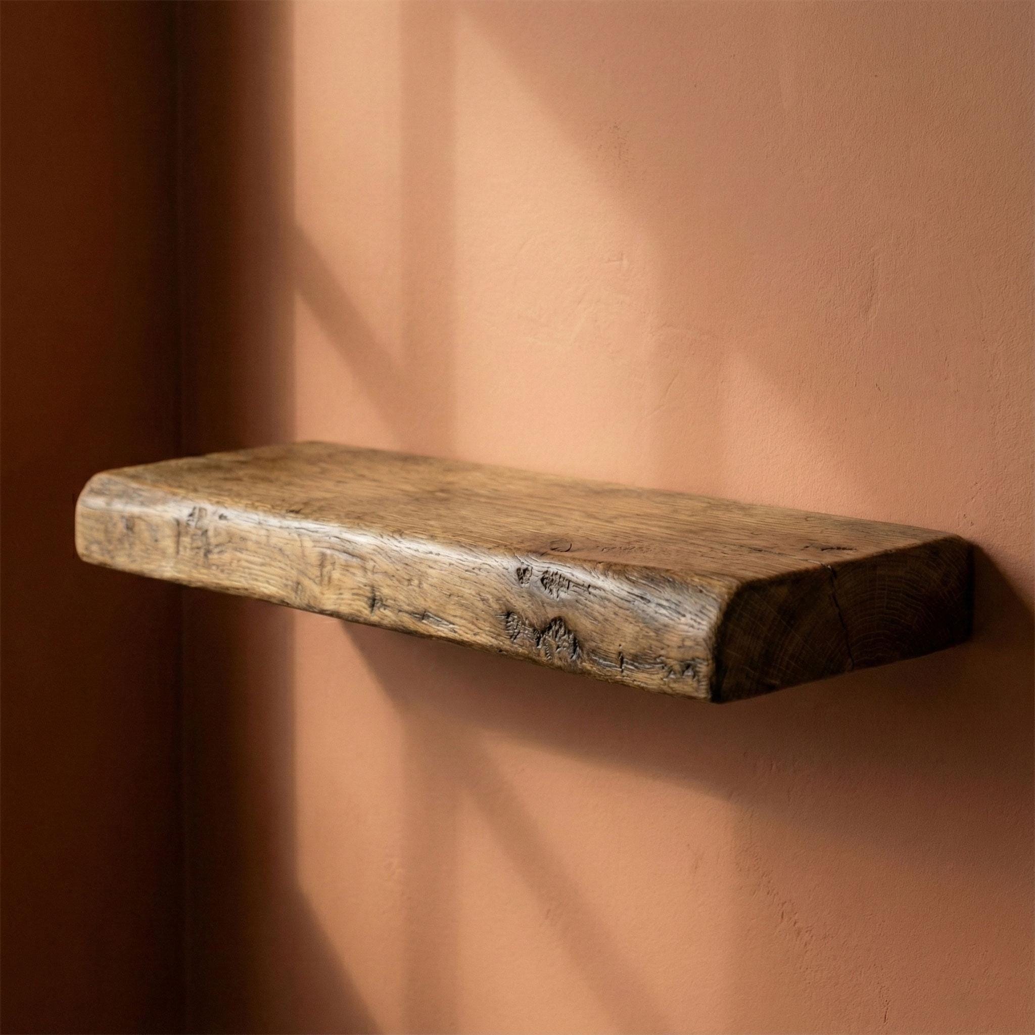 Butternut Floating Shelf, White Walnut Wood Wall Decor, Rustic Bathroom Kitchen Ledge, Handmade Custom 4