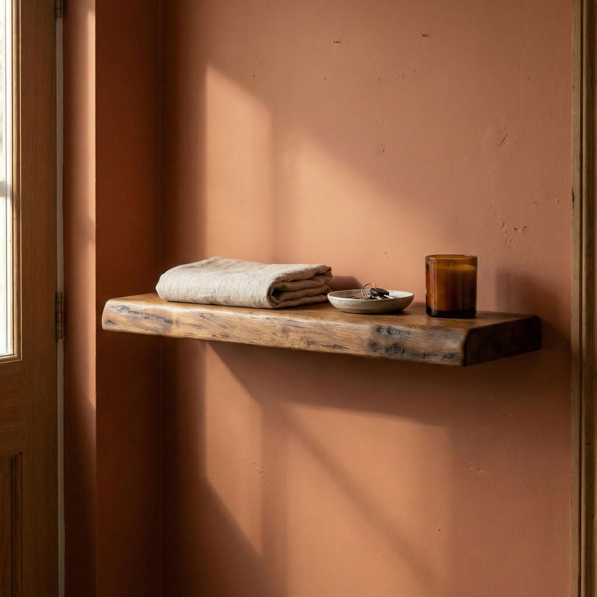 Butternut Floating Shelf, White Walnut Wood Wall Decor, Rustic Bathroom Kitchen Ledge, Handmade Custom 5