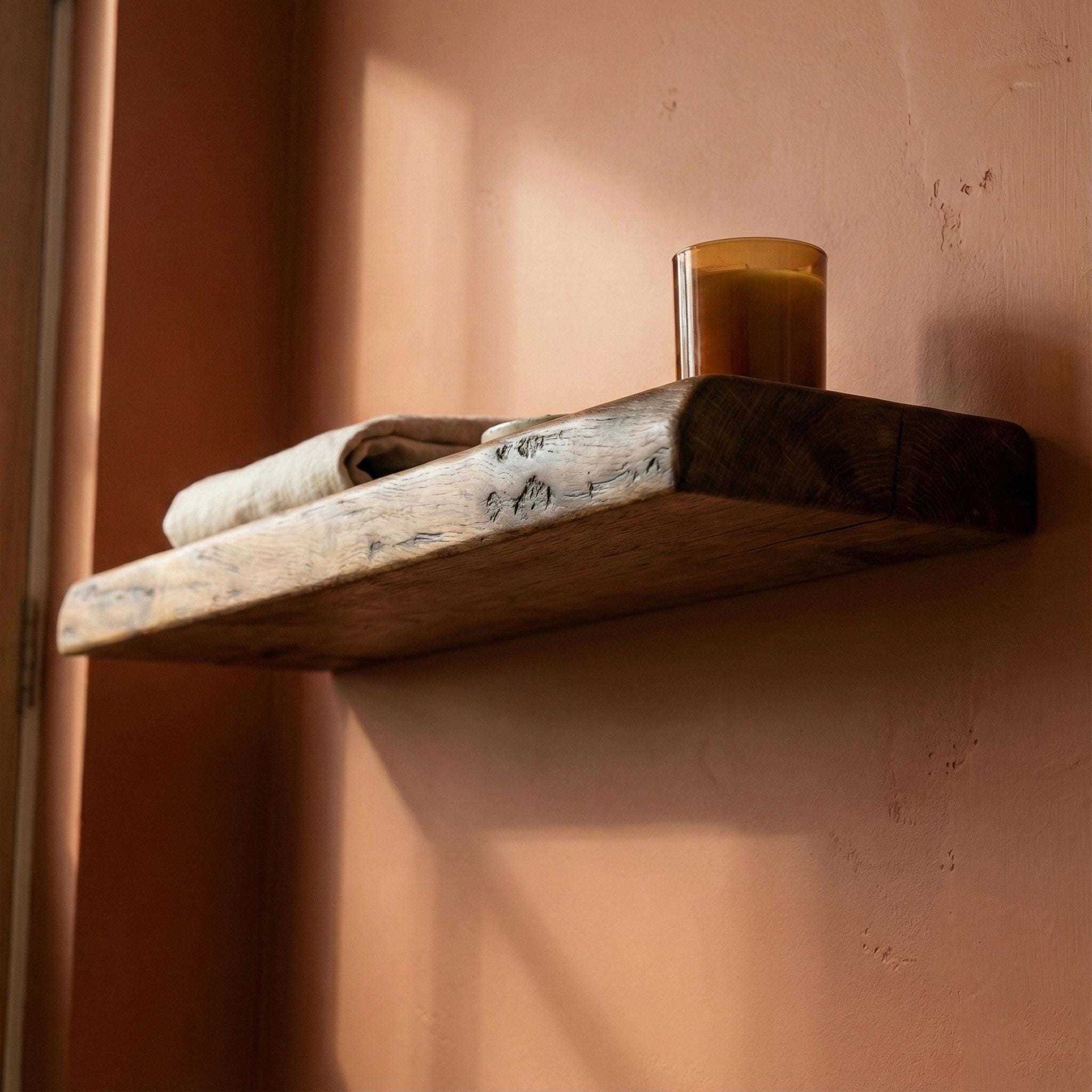 Butternut Floating Shelf, White Walnut Wood Wall Decor, Rustic Bathroom Kitchen Ledge, Handmade Custom 6