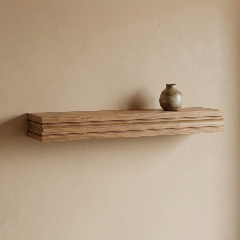 Solid Wood Floating Shelf – Handcrafted Chunky Wall Shelf with Clean Architectural Profile