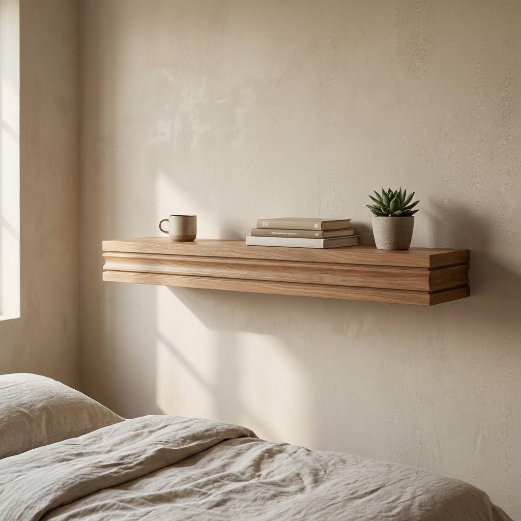Solid Wood Floating Shelf – Handcrafted Chunky Wall Shelf with Clean Architectural Profile