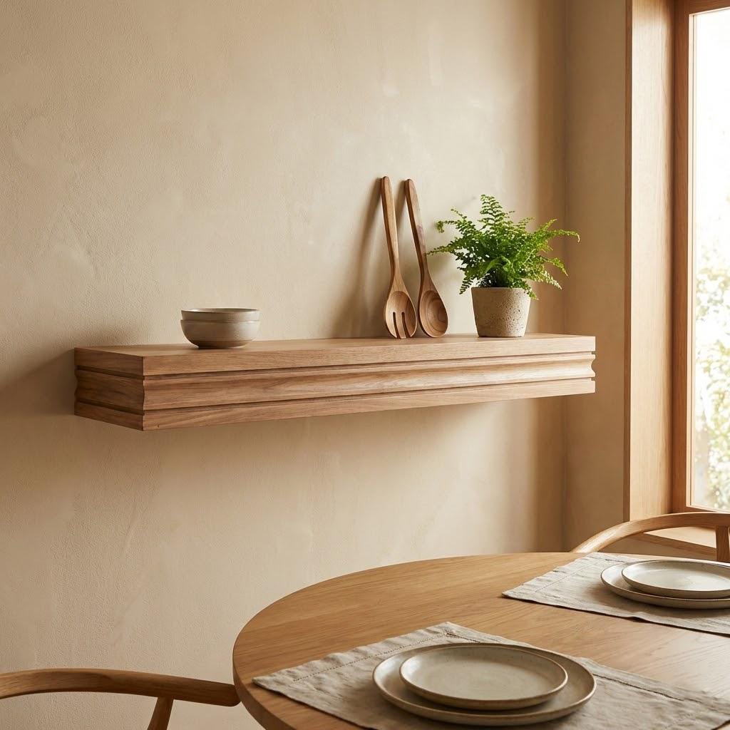 Solid Wood Floating Shelf – Handcrafted Chunky Wall Shelf with Clean Architectural Profile 4