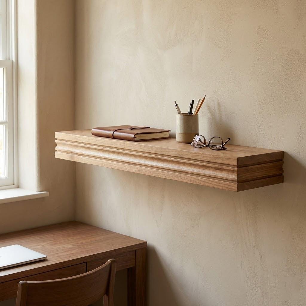 Solid Wood Floating Shelf – Handcrafted Chunky Wall Shelf with Clean Architectural Profile 5