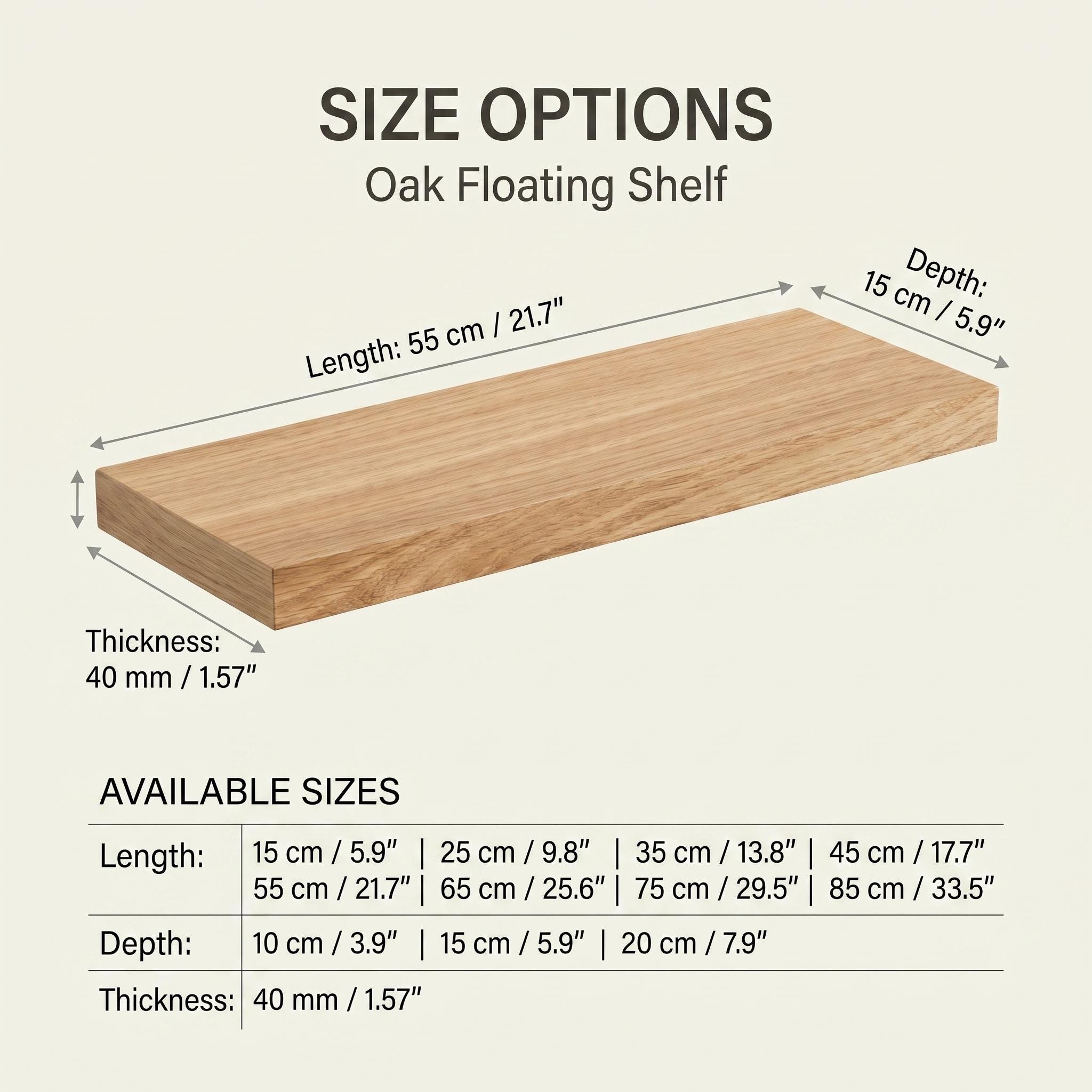 Oak Floating Shelf, Hidden Bracket Wall Decor, Scandinavian Bathroom Kitchen Storage, Rustic Custom Ledge 5