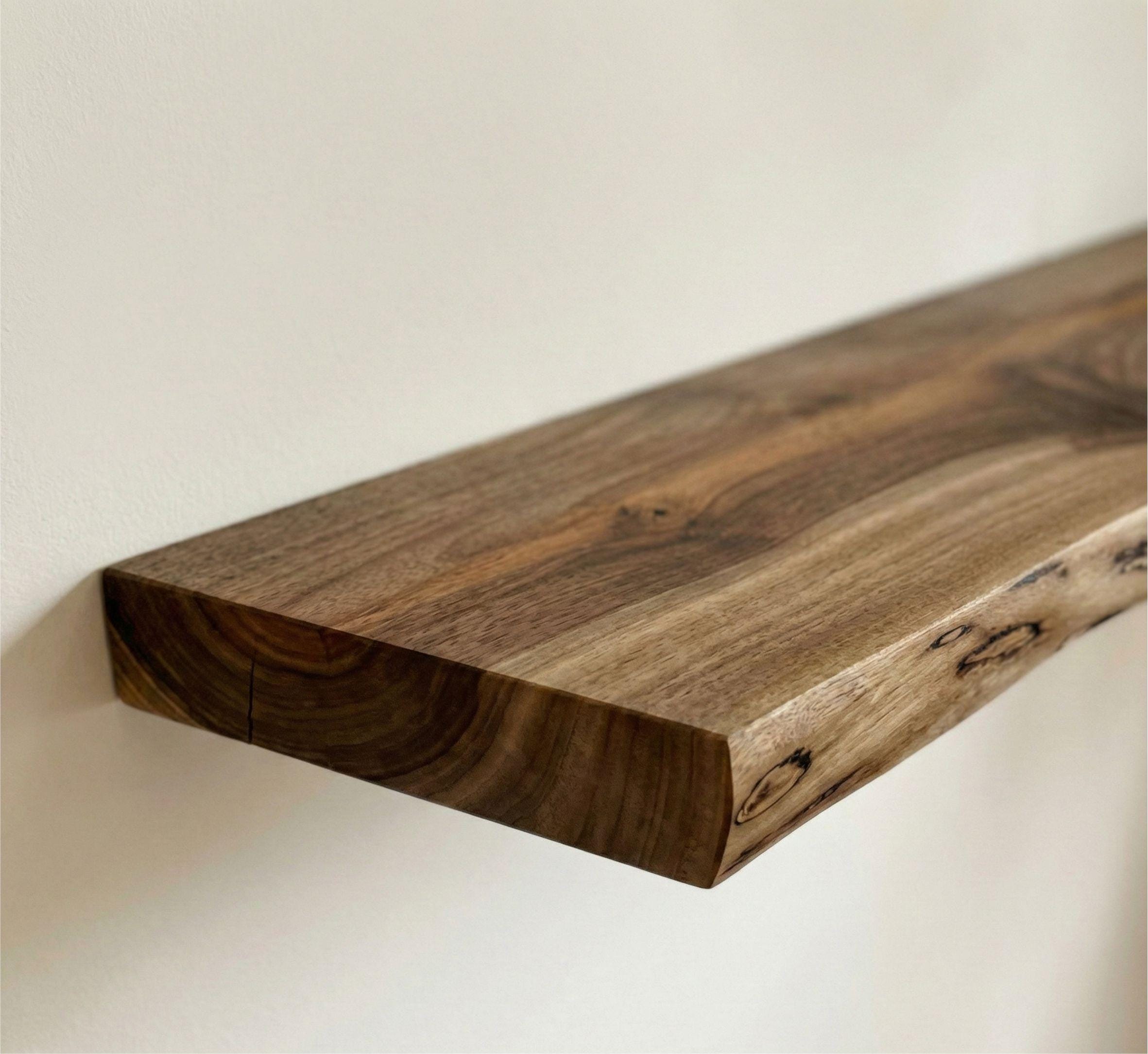 Walnut Floating Shelf, Live Edge Wood Wall Decor, Rustic Bathroom Kitchen Ledge, Custom Size 10