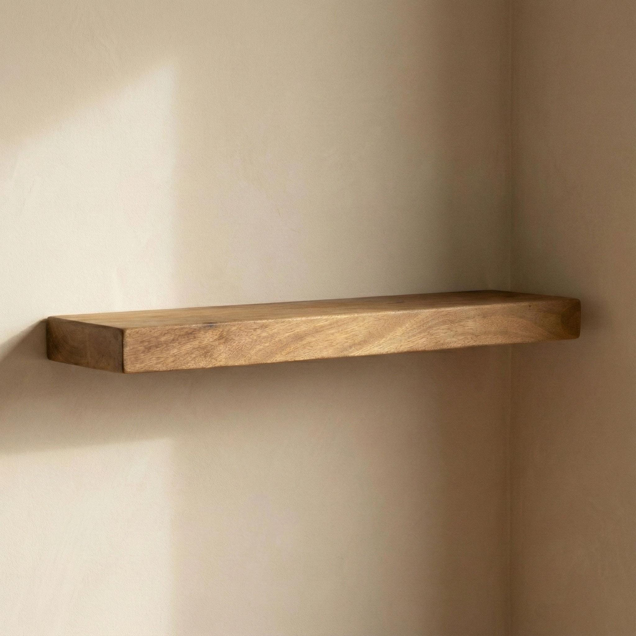 Single Slab Walnut Floating Shelf, Rustic Modern Wood Wall Decor 4