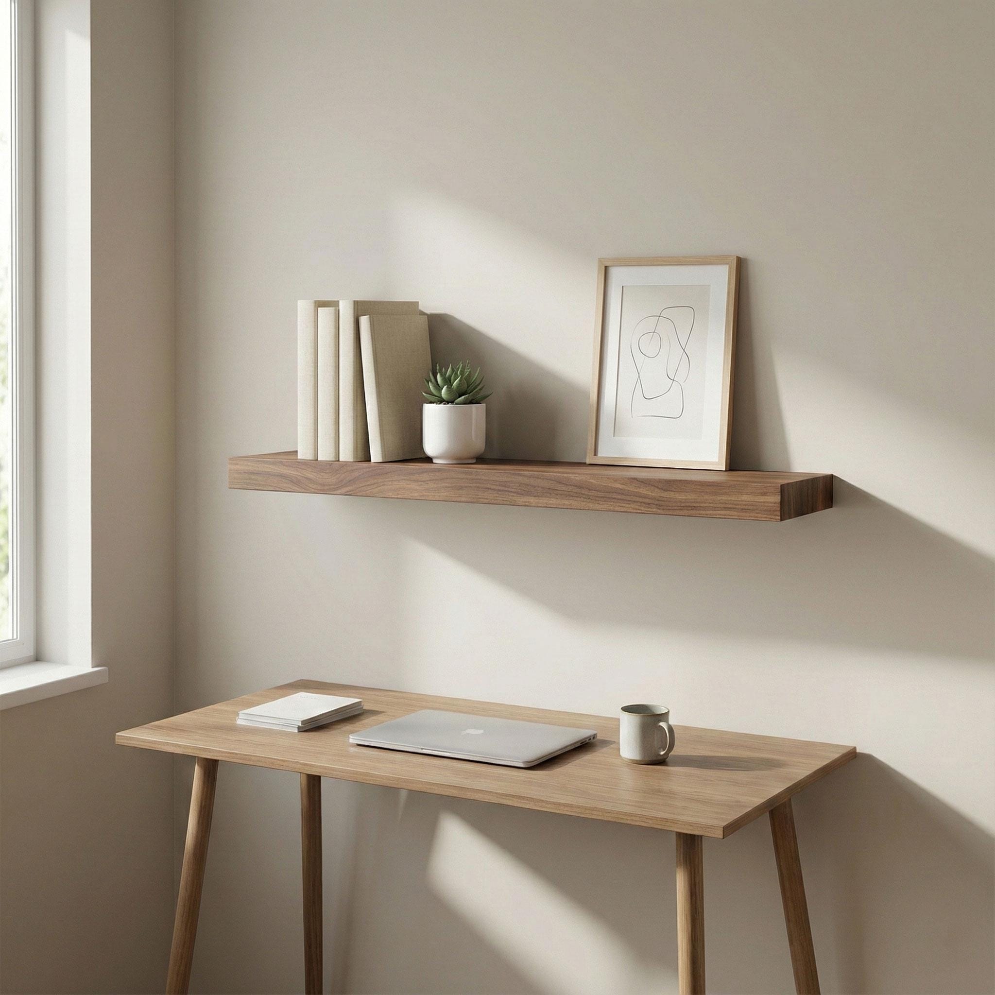 Handmade Solid Walnut Floating Shelf, Minimalist Decor 9