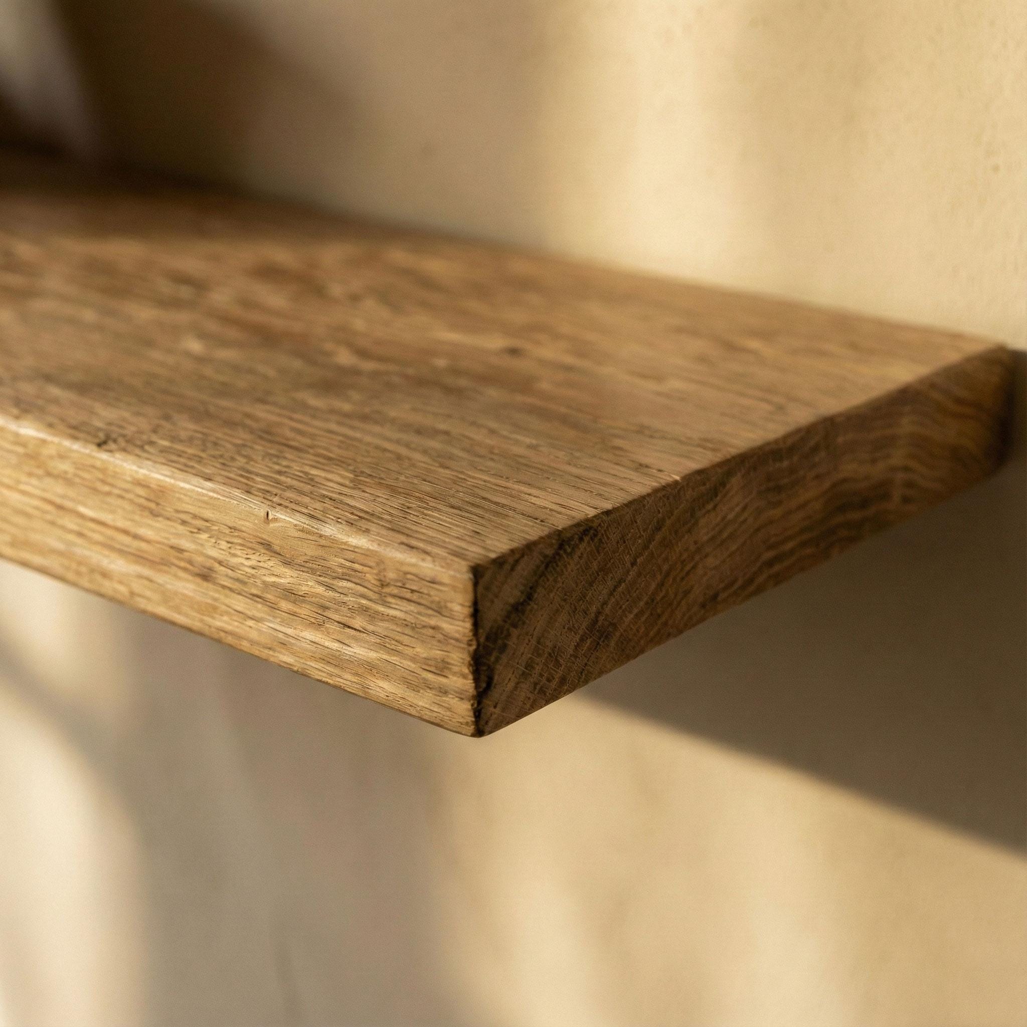 Handmade Solid Oak Floating Shelf, Minimalist Wall Decor
