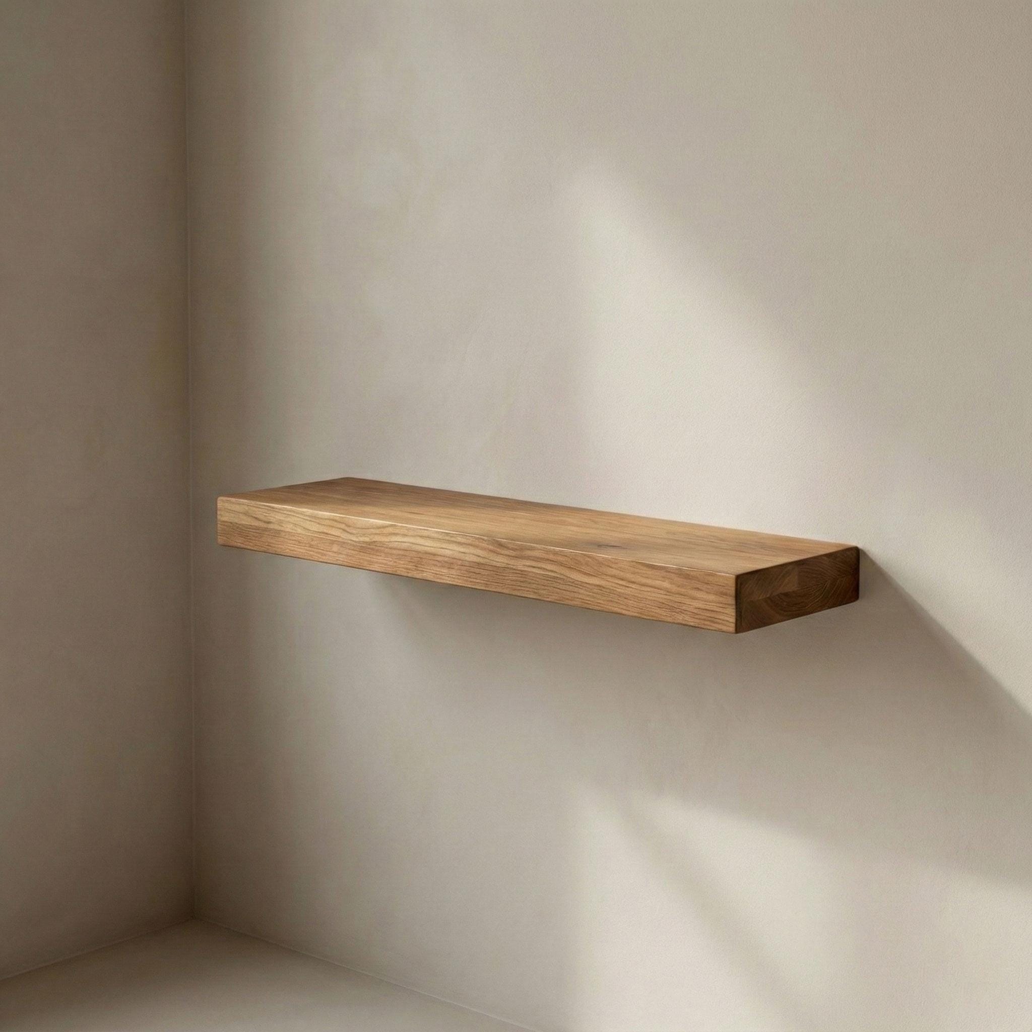 Handmade Solid Oak Floating Shelf, Minimalist Wall Decor 4
