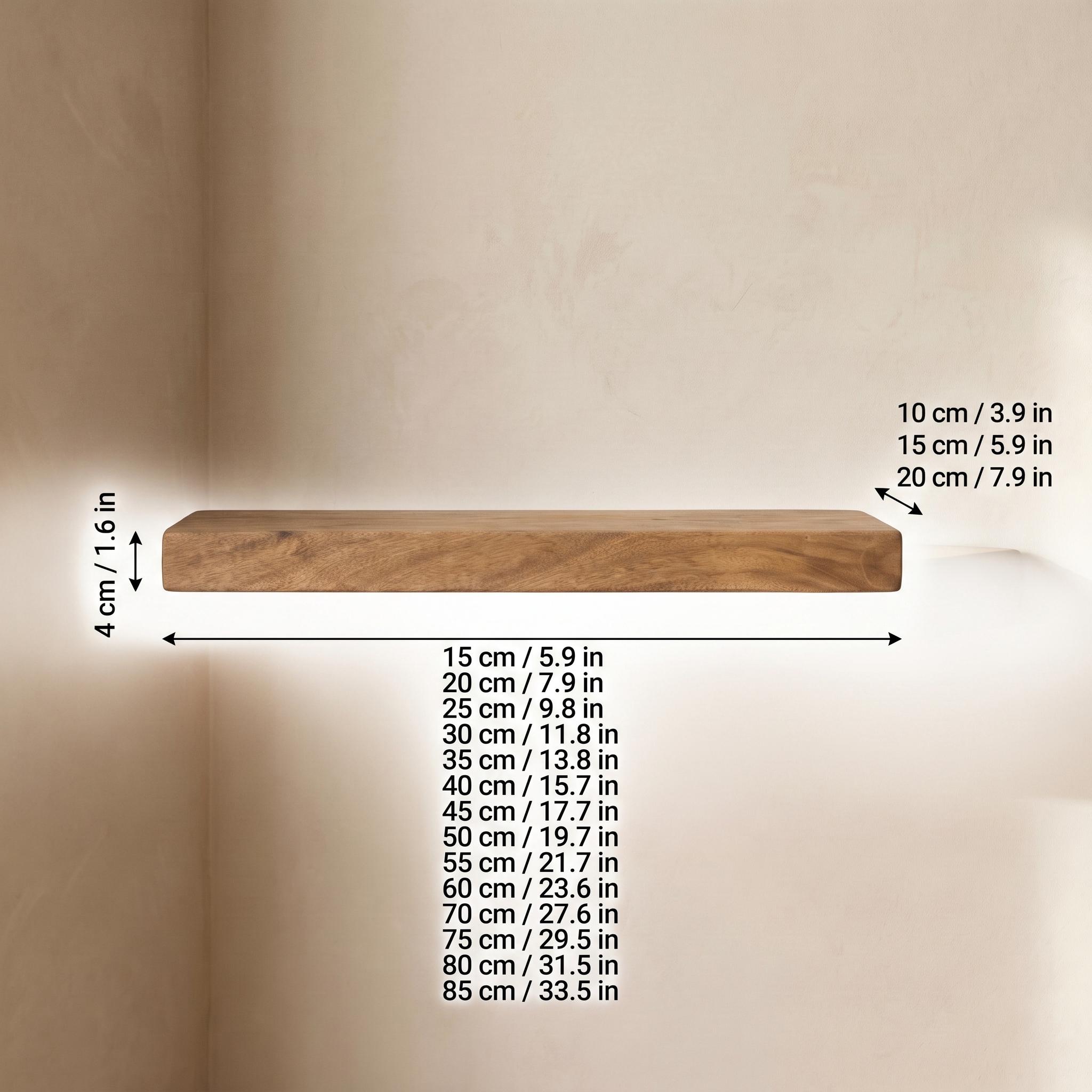 Chestnut Floating Shelf, Solid Wood Wall Shelf for Bathroom 10