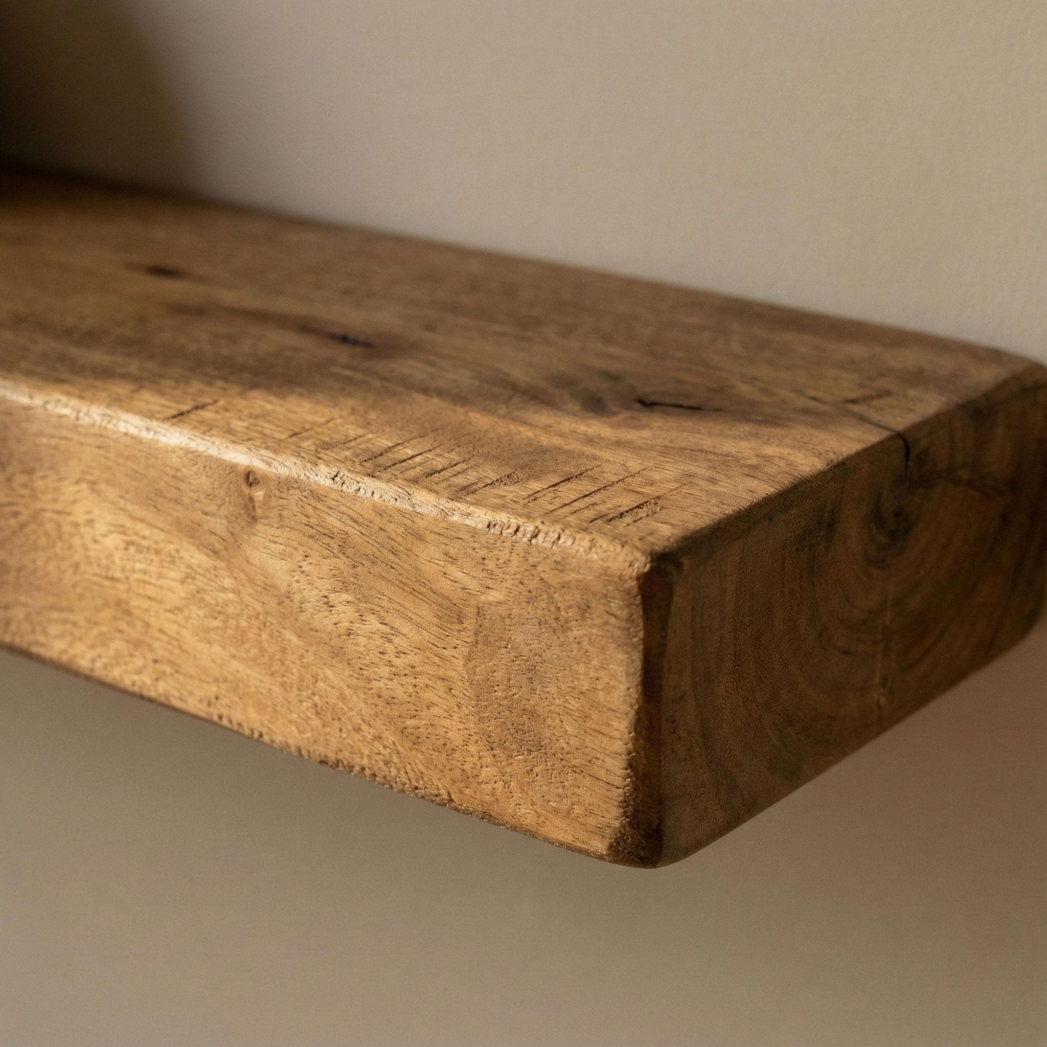 Chestnut Floating Shelf, Solid Wood Wall Shelf for Bathroom