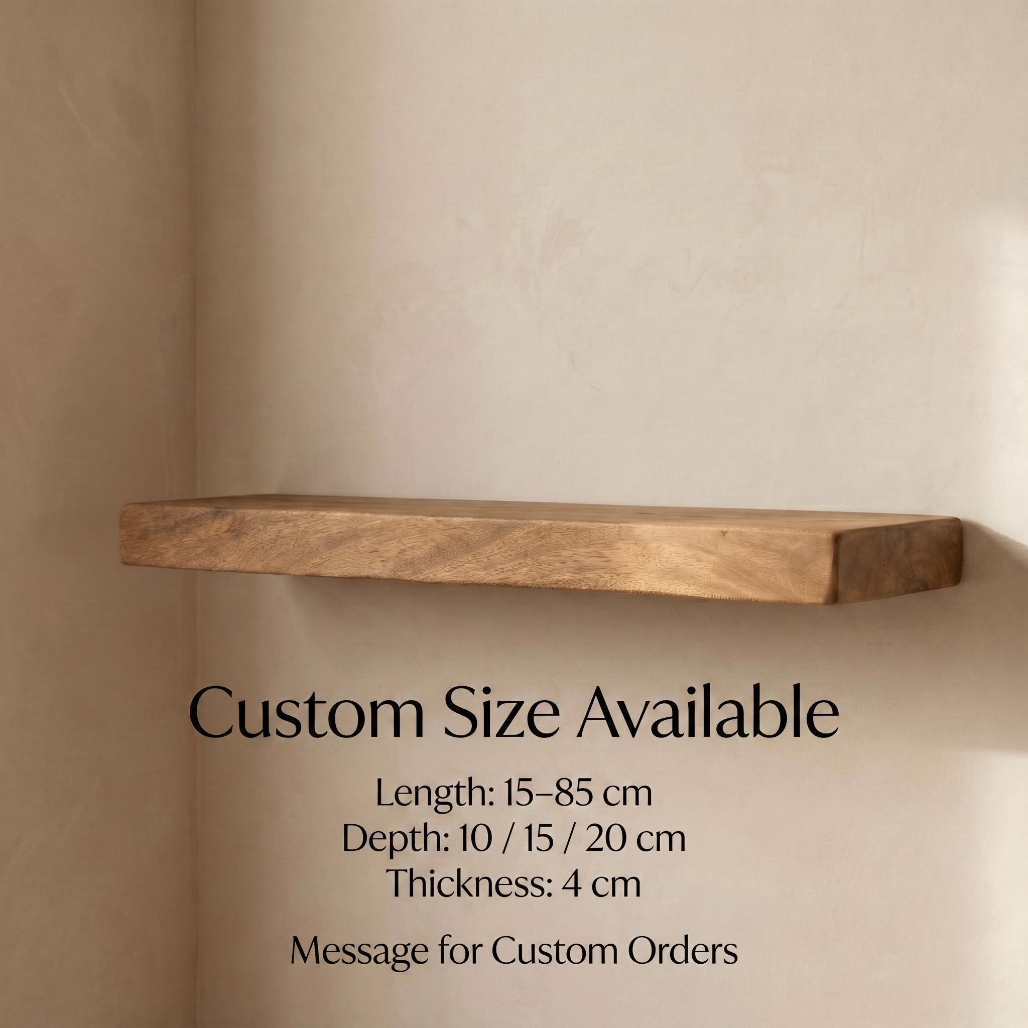 Chestnut Floating Shelf, Solid Wood Wall Shelf for Bathroom 8